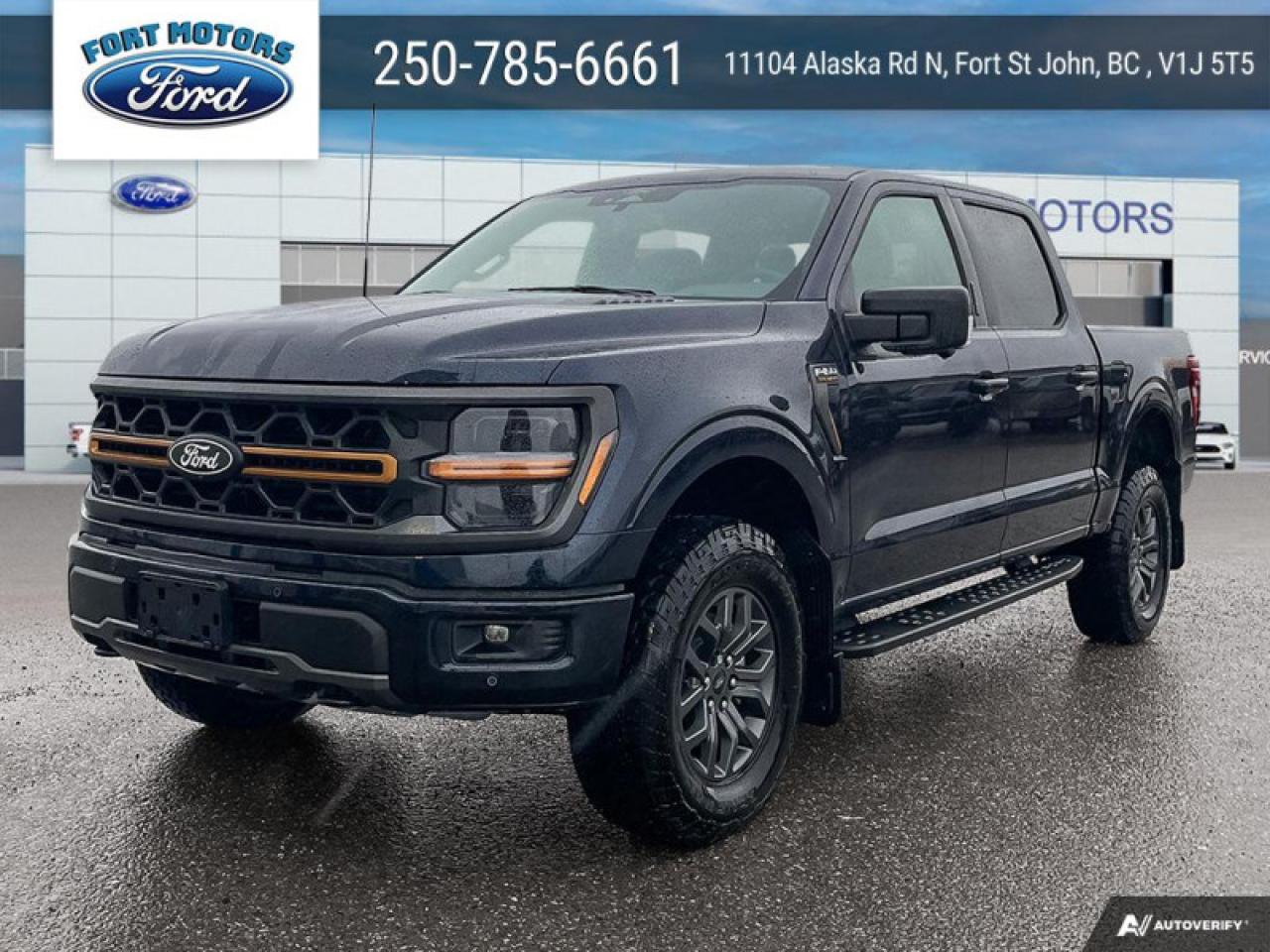 <b>18 inch Aluminum Wheels, Tow Package!</b><br> <br>   Thia 2024 F-150 is a truck that perfectly fits your needs for work, play, or even both. <br> <br>Just as you mould, strengthen and adapt to fit your lifestyle, the truck you own should do the same. The Ford F-150 puts productivity, practicality and reliability at the forefront, with a host of convenience and tech features as well as rock-solid build quality, ensuring that all of your day-to-day activities are a breeze. Theres one for the working warrior, the long hauler and the fanatic. No matter who you are and what you do with your truck, F-150 doesnt miss.<br> <br> This antimatter blue metallic Crew Cab 4X4 pickup   has a 10 speed automatic transmission and is powered by a  400HP 3.5L V6 Cylinder Engine.<br> <br> Our F-150s trim level is Tremor. Upgrading to this Ford F-150 Tremor is a great choice as it comes loaded with exclusive aluminum wheels, a performance off-road suspension, a dual stainless steel exhaust with black tip, front fog lights, remote keyless entry and remote engine start, Ford Co-Pilot360 that features lane keep assist, pre-collision assist and automatic emergency braking. Enhanced features include body colored exterior accents, SYNC 4 with enhanced voice recognition, Apple CarPlay and Android Auto, FordPass Connect 4G LTE, steering wheel mounted cruise control, a powerful audio system, trailer hitch and sway control, cargo box lights, power door locks and a rear view camera to help when backing out of a tight spot. This vehicle has been upgraded with the following features: 18 Inch Aluminum Wheels, Tow Package. <br><br> View the original window sticker for this vehicle with this url <b><a href=http://www.windowsticker.forddirect.com/windowsticker.pdf?vin=1FTFW4L84RFB66260 target=_blank>http://www.windowsticker.forddirect.com/windowsticker.pdf?vin=1FTFW4L84RFB66260</a></b>.<br> <br>To apply right now for financing use this link : <a href=https://www.fortmotors.ca/free-credit-check/ target=_blank>https://www.fortmotors.ca/free-credit-check/</a><br><br> <br/><br>Come down to Fort Motors and take it for a spin!<p><br> Come by and check out our fleet of 20+ used cars and trucks and 230+ new cars and trucks for sale in Fort St John.  o~o