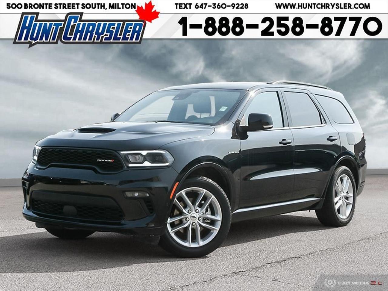 OHHHHHHHHH YEAH!!!!! WHAT A DEAL!!! 2023 DODGE DURANGO R/T PLUS ALL WHEEL DRIVE!!! Equipped with a 5.7L HEMI Engine, Automatic Transmission, Premium Leather Seating for Seven, 20in Alloy Wheels, Blind Spot Detection, 10.1in Touchscreen with Navigation, Rear Backup Camera, Wireless Charging Pad, Power Liftgate, Remote Start, Remote Start, 2nd Row Heated Seats, Ventilated Seating, hk19 Speaker Sound System, Trailer Brake Control, Lane Departure Warning, Black Roof Rails, Adaptive Cruise Control, Power Sunroof and so much more!! Are you on the Hunt for the perfect car in Ontario? Look no further than our car dealership! Our NON-COMMISSION sales team members are dedicated to providing you with the best service in town. Whether youre looking for a sleek pickup truck or a spacious family vehicle, our team has got you covered. Visit us today and take a test drive - we promise you wont be disappointed! Call 905-876-2580 or Email us at sales@huntchrysler.com