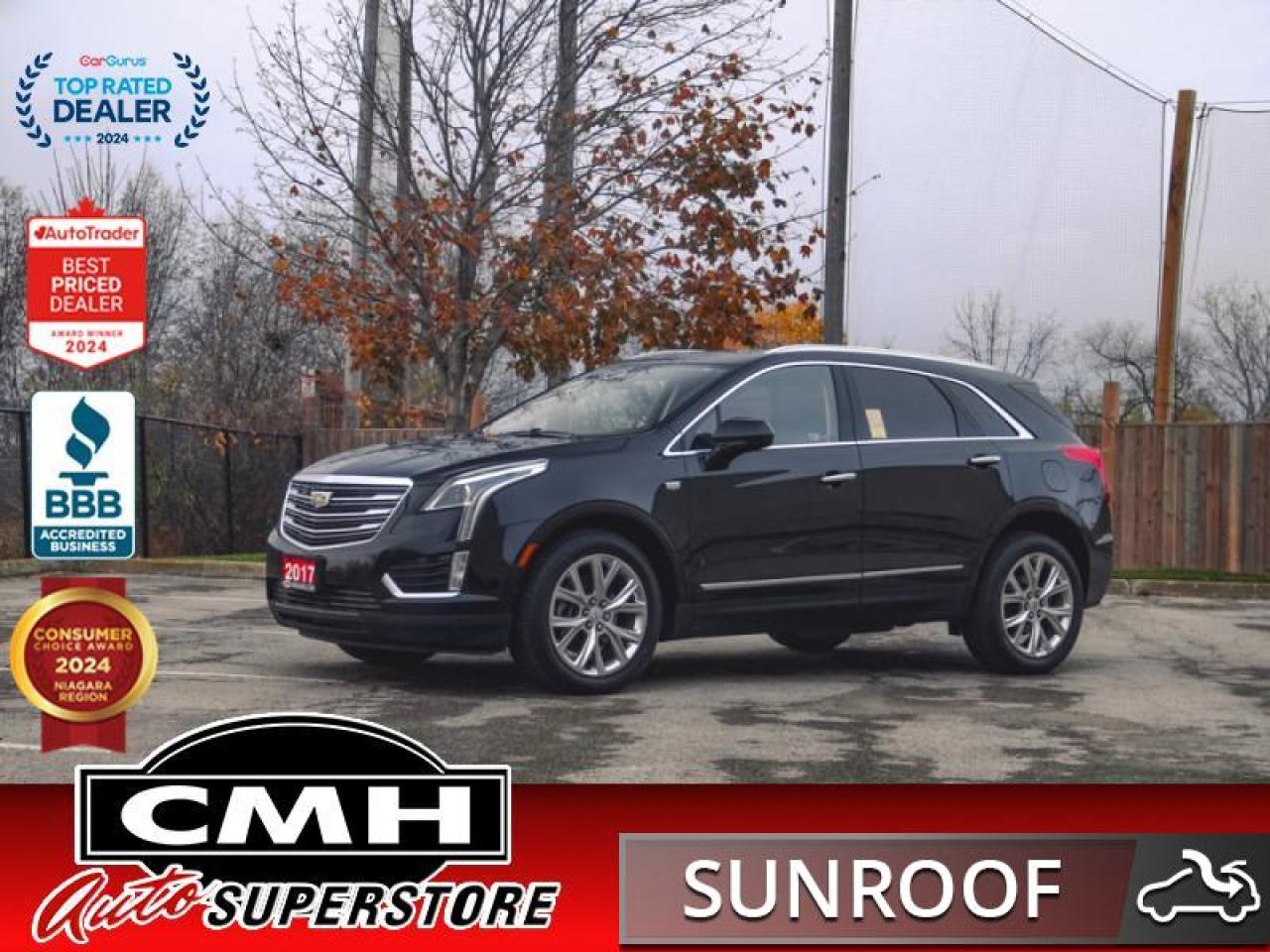 <b>LOADED AWD !! REAR CAMERA, PARK SENSORS, COLLISION SENSORS, LANE DEPARTURE, BLIND SPOT, APPLE CARPLAY, ANDROID AUTO, PANO ROOF, LEATHER, POWER SEATS, HEATED SEATS, HEATED STEERING WHEEL, POWER LIFTGATE, REMOTE START, WIRELESS PHONE CHARGER, 20-IN ALLOYS</b><br>  <br>CMH certifies that all vehicles meet DOUBLE the Ministry standards for Brakes and Tires<br><br> <br>    This  2017 Cadillac XT5 is for sale today. <br> <br>The Cadillac XT5 crossover was crafted to help you outsmart whatever task you have at hand. Its generously sized interior is filled with advanced features to help keep you safe and connected, while the chiseled exterior lines make a striking statement. A thoroughly progressive vehicle both inside and out, the XT5 was designed to accommodate all of your needs, while expressing your distinctive sense of class and style.This  SUV has 101,011 kms. Its  black in colour  and is major accident free based on the <a href=https://vhr.carfax.ca/?id=GJiV6b0fHh3lU0sRWvIb8meEoqRGBu1S target=_blank>CARFAX Report</a> . It has an automatic transmission and is powered by a  310HP 3.6L V6 Cylinder Engine. <br> <br> Our XT5s trim level is Luxury. The XT5 Luxury comes with lots of upgraded features for luxury and safety like automatic emergency braking, blind spot detection, lane keep assist, navigation, heated and cooled leather seats, a heated steering wheel, memory seats, and a sunroof. Additional features include Android Auto, Apple CarPlay, dual zone climate control designed to keep the cabin at the perfect temperature, an 8 speaker Bose audio system, a power rear lift gate, rear view camera, parking sensors, adaptive remote start plus keyless entry, wireless charging, Bluetooth for your smartphone, and Onstar with 4G LTE capability. This vehicle has been upgraded with the following features: Leather Seats,  Cooled Seats,  Sunroof,  Navigation,  Lane Keep Assist,  Blind Spot Detection,  Heated Seats. <br> <br>To apply right now for financing use this link : <a href=https://www.cmhniagara.com/financing/ target=_blank>https://www.cmhniagara.com/financing/</a><br><br> <br/><br>Trade-ins are welcome! Financing available OAC ! Price INCLUDES a valid safety certificate! Price INCLUDES a 60-day limited warranty on all vehicles except classic or vintage cars. CMH is a Full Disclosure dealer with no hidden fees. We are a family-owned and operated business for over 30 years! o~o