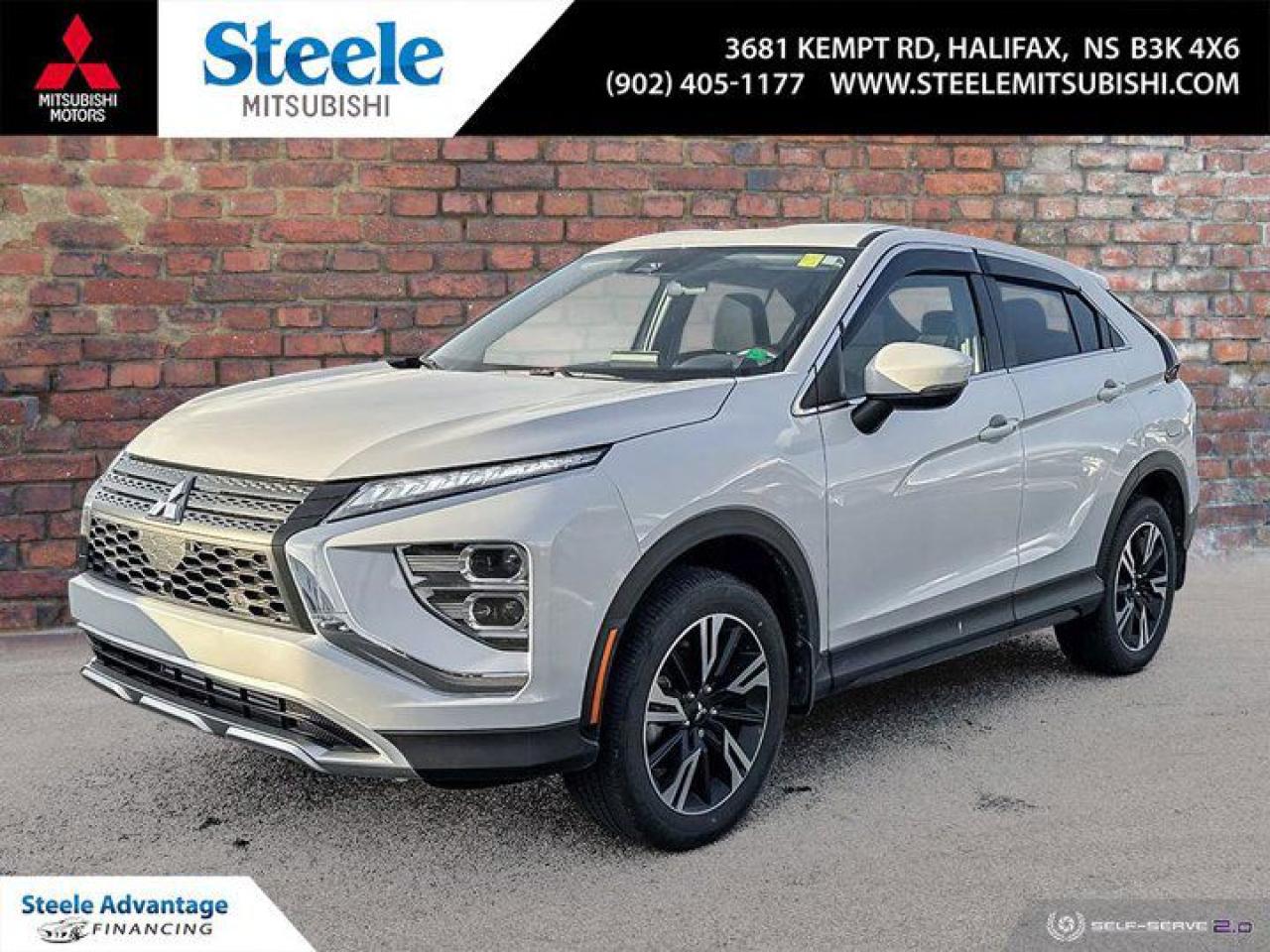 DONT WANNA WAIT FOR A NEW ONE? WELL, HELLOOOOOO2024 Mitsubishi Eclipse Cross SE HEATED SEATS 18 Aluminum Alloy Wheels, 4-Wheel Disc Brakes, 6 Speakers, Air Conditioning, AM/FM radio: SiriusXM, Android Auto & Apple CarPlay, Auto High-beam Headlights, Blind Spot Warning, Bumpers: body-colour, Delay-off headlights, Driver vanity mirror, Dual front impact airbags, Dual front side impact airbags, Exterior Parking Camera Rear, Front Bucket Seats, Front dual zone A/C, Front fog lights, Fully automatic headlights, Heated door mirrors, Heated Front Bucket Seats, Heated front seats, Heated steering wheel, Illuminated entry, Knee airbag, Occupant sensing airbag, Overhead airbag, Panic alarm, Passenger door bin, Power steering, Radio: 8 Smartphone Link Display Audio, Rain sensing wipers, Rear anti-roll bar, Rear window defroster, Remote keyless entry, Security system, Speed control, Split folding rear seat, Spoiler, Steering wheel mounted audio controls, Tachometer, Tilt steering wheel, Trip computer, Turn signal indicator mirrors, Variably intermittent wipers.White Diamond 2024 Mitsubishi Eclipse Cross SE HEATED SEATS 4WD CVT 1.5L 4-CylinderSteele Mitsubishi has the largest and most diverse selection of preowned vehicles in HRM. Buy with confidence, knowing we use fair market pricing guaranteeing the absolute best value in all of our pre owned inventory!Steele Auto Group is one of the most diversified group of automobile dealerships in Canada, with 60 dealerships selling 29 brands and an employee base of well over 2300. Sales are up over last year and our plan going forward is to expand further into Atlantic Canada and the United States furthering our commitment to our Canadian customers as well as welcoming our new customers in the USA.