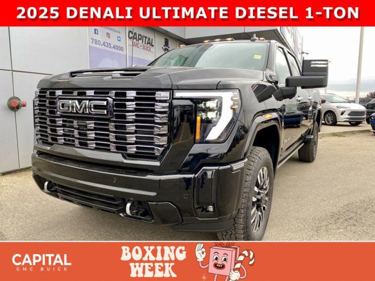 This 2025 ULTIMATE DENALI HD 3500 is the new benchmark for LUXURY. Fully equipped with every option including Body Color Wheel Arch Moldings, Massaging Power Seats, Heated and Cooled Seats, Heads-Up Display, Adaptive Cruise, Rear Streaming Mirror, Signature Alpine Umber Interior, Vader Chrome, Duramax Engine, 360 Cam, Sunroof and so much more... CALL NOW and secure yours today..Ask for the Internet Department for more information or book your test drive today! Text (or call) 780-435-4000 for fast answers at your fingertips!Disclaimer: All prices are plus taxes and include all cash credits and loyalties. See dealer for details. AMVIC Licensed Dealer # B1044900