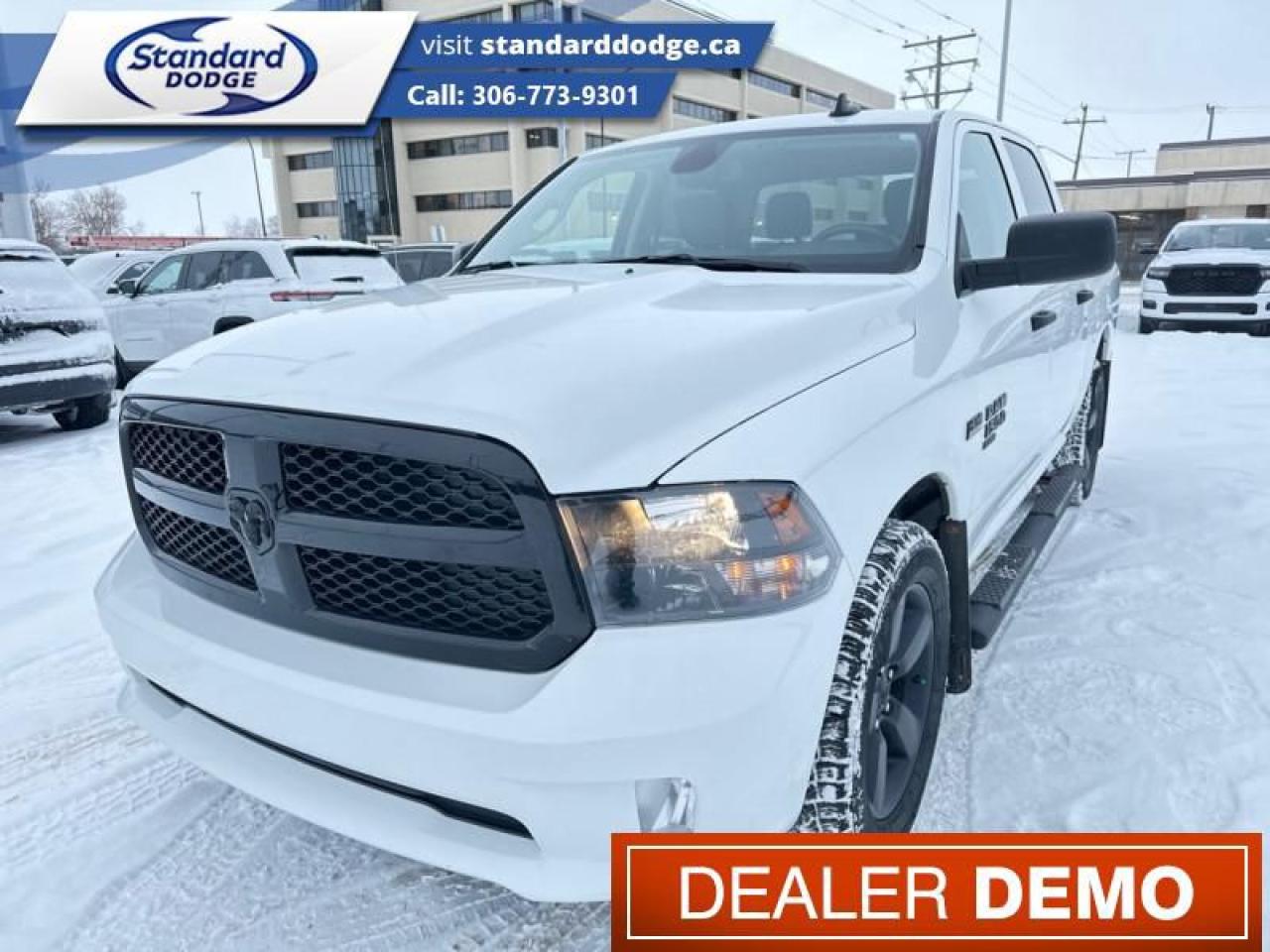 <b>Aluminum Wheels, Fog Lamps, Rear Camera, Cruise Control, Air Conditioning, Power Windows, Power Doors, SiriusXM</b><br> <br>  Compare at $48495 - Our Price is just $46995! <br> <br>   Few vehicles have such broad appeal as a full-size pickup and the Ram 1500 Classic is no exception, says Car and Driver. This  2022 Ram 1500 Classic is fresh on our lot in Swift Current. <br> <br>The reasons why this Ram 1500 Classic stands above its well-respected competition are evident: uncompromising capability, proven commitment to safety and security, and state-of-the-art technology. From its muscular exterior to the well-trimmed interior, this 2022 Ram 1500 Classic is more than just a workhorse. Get the job done in comfort and style while getting a great value with this amazing full size truck. This  Crew Cab 4X4 pickup  has 46,001 kms. Its  bright white in colour  . It has a 8 speed automatic transmission and is powered by a  smooth engine. <br> <br> Our 1500 Classics trim level is Express. Upgrading to this rugged 1500 Classic Express is a great choice as it comes loaded with stylish aluminum wheels, body colored bumpers, front fog lights, heavy-duty shock absorbers, electronic stability control and trailer sway control. Additional features include ParkView rear back-up camera, cruise control, air conditioning, an infotainment hub with SiriusXM, radio 3.0 and a USB port, automatic headlights, power windows, power doors, and more.<br> To view the original window sticker for this vehicle view this <a href=http://www.chrysler.com/hostd/windowsticker/getWindowStickerPdf.do?vin=3C6RR7KT8NG275963 target=_blank>http://www.chrysler.com/hostd/windowsticker/getWindowStickerPdf.do?vin=3C6RR7KT8NG275963</a>. <br/><br> <br>To apply right now for financing use this link : <a href=https://standarddodge.ca/financing target=_blank>https://standarddodge.ca/financing</a><br><br> <br/><br>* Stop By Today *Test drive this must-see, must-drive, must-own beauty today at Standard Chrysler Dodge Jeep Ram, 208 Cheadle St W., Swift Current, SK S9H0B5! <br><br> Come by and check out our fleet of 20+ used cars and trucks and 80+ new cars and trucks for sale in Swift Current.  o~o