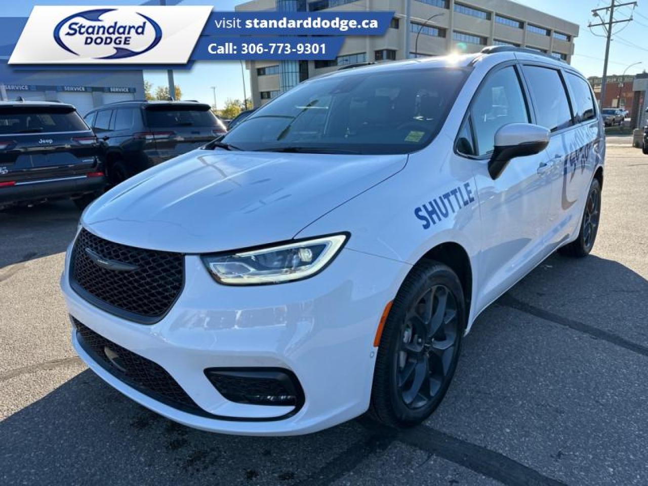 <b>Low Mileage!</b><br> <br>  Compare at $54695 - Our Price is just $51495! <br> <br>   This Chrysler Pacifica is a top-rated minivan thanks to excellent safety, flexibility, utility, and upscale features. This  2023 Chrysler Pacifica is fresh on our lot in Swift Current. <br> <br>Designed for the family on the go, this 2023 Chrysler Pacifica is loaded with clever and luxurious features that will make it feel like a second home on the road. Far more than your moms old minivan, this stunning Pacifica will feel modern, sleek, and cool enough to still impress your neighbors. If you need a minivan for your growing family, but still want something that feels like a luxury sedan, then this Pacifica is designed just for you.This low mileage  van has just 19,258 kms. Its  bright white in colour  . It has a 9 speed automatic transmission and is powered by a  smooth engine. <br> <br> Our Pacificas trim level is Touring L AWD. This Pacifica Touring L features AWD for all-season capability, and steps things up with Caprice synthetic leather upholstery, Apple CarPlay and Android Auto connectivity, USB mobile projection and an 360 camera system, along with great standard features like power sliding doors, heated and power-adjustable front seats with lumbar support and cushion tilt, 2nd row captains chairs with 60-40 split bench 3rd row seats, a heated TechnoLeather leatherette steering wheel, adaptive cruise control, proximity keyless entry with remote engine start, and a power tailgate for rear cargo access. Additional features also include a 10.1-inch infotainment screen powered by Uconnect 5, dual-zone front climate control, blind spot detection, Park Assist rear parking sensors, lane keeping assist with lane departure warning, and forward collision warning with active braking.<br> To view the original window sticker for this vehicle view this <a href=http://www.chrysler.com/hostd/windowsticker/getWindowStickerPdf.do?vin=2C4RC3BG2PR544204 target=_blank>http://www.chrysler.com/hostd/windowsticker/getWindowStickerPdf.do?vin=2C4RC3BG2PR544204</a>. <br/><br> <br>To apply right now for financing use this link : <a href=https://standarddodge.ca/financing target=_blank>https://standarddodge.ca/financing</a><br><br> <br/><br>* Stop By Today *Test drive this must-see, must-drive, must-own beauty today at Standard Chrysler Dodge Jeep Ram, 208 Cheadle St W., Swift Current, SK S9H0B5! <br><br> Come by and check out our fleet of 20+ used cars and trucks and 80+ new cars and trucks for sale in Swift Current.  o~o