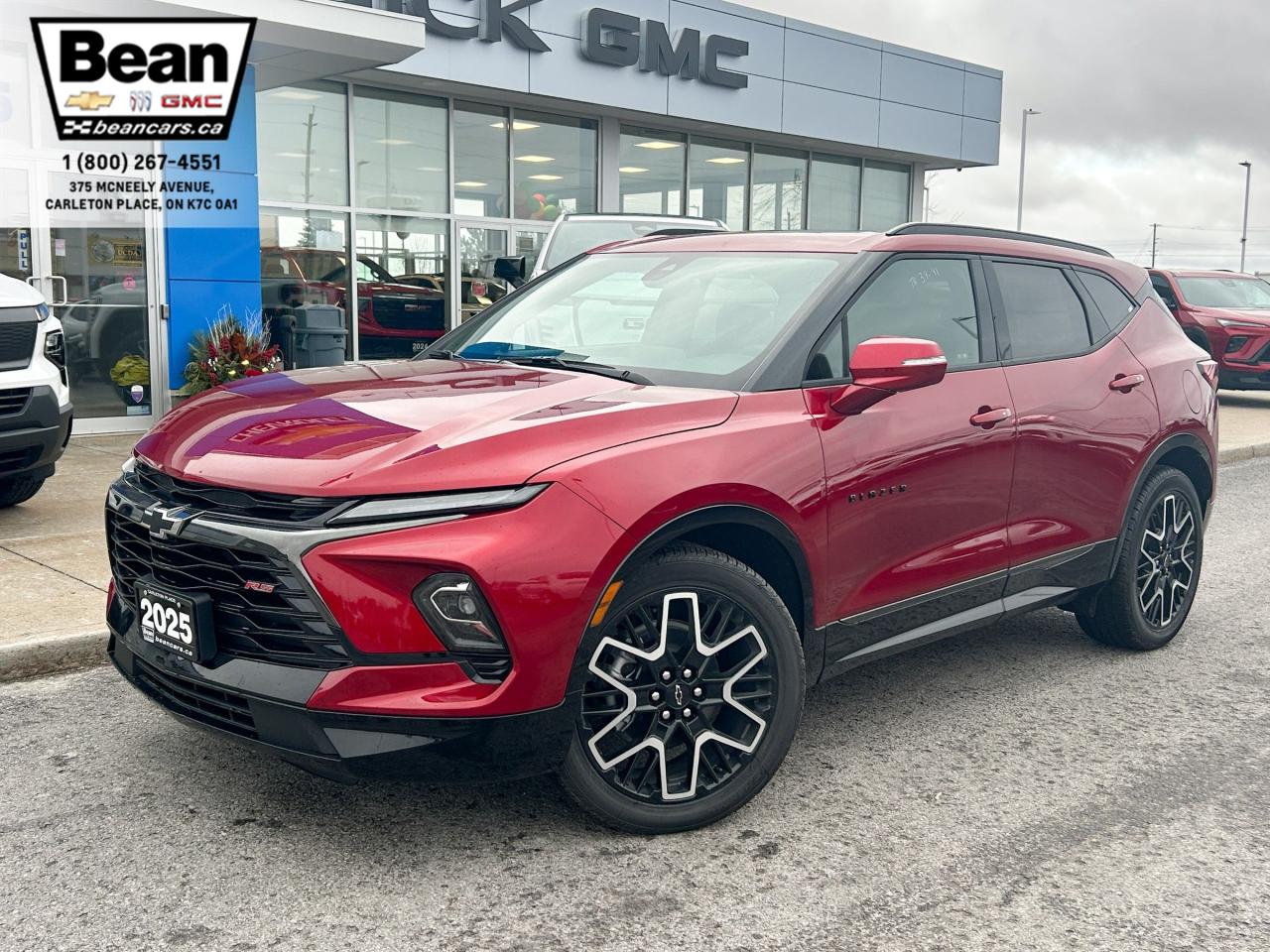 <h2><span style=color:#2ecc71><span style=font-size:18px><strong>Check out this 2025Chevrolet Blazer RS All-Wheel Drive!</strong></span></span></h2>

<p><span style=font-size:16px>Powered by a 3.6L V6 engine with up to 308hp & 270 lb-ft of torque.</span></p>

<p><span style=font-size:16px><strong>Convenience & Comfort:</strong>includes remote keyless entry/start, sunroof, heated front and rear seats, ventilated front seats, heated steering wheel, power liftgate, HD rear vision camera& 21 high gloss black wheels with machined face.</span></p>

<p><span style=font-size:16px><strong>Entertainment Features:</strong>includes colour touchscreen, bosespeaker system, wireless Apple CarPlay & Android Auto compatible, USB, Bluetooth, AM/FM & Satallite radio.</span></p>

<p><span style=font-size:16px><strong>This SUV comes equipped with the following packages</strong></span></p>

<p><span style=font-size:16px><strong>Convenience Plus Package:</strong>memory settings for the power driver seat, outside mirrors and power tilt and telescoping steering column, power tilt and telescoping steering column, driver and front passenger ventilated seats, heated rear outboard seats.</span></p>

<h2><span style=color:#2ecc71><span style=font-size:18px><strong>Come test drive this vehicle today!</strong></span></span></h2>

<h2><span style=color:#2ecc71><span style=font-size:18px><strong>613-257-2432</strong></span></span></h2>