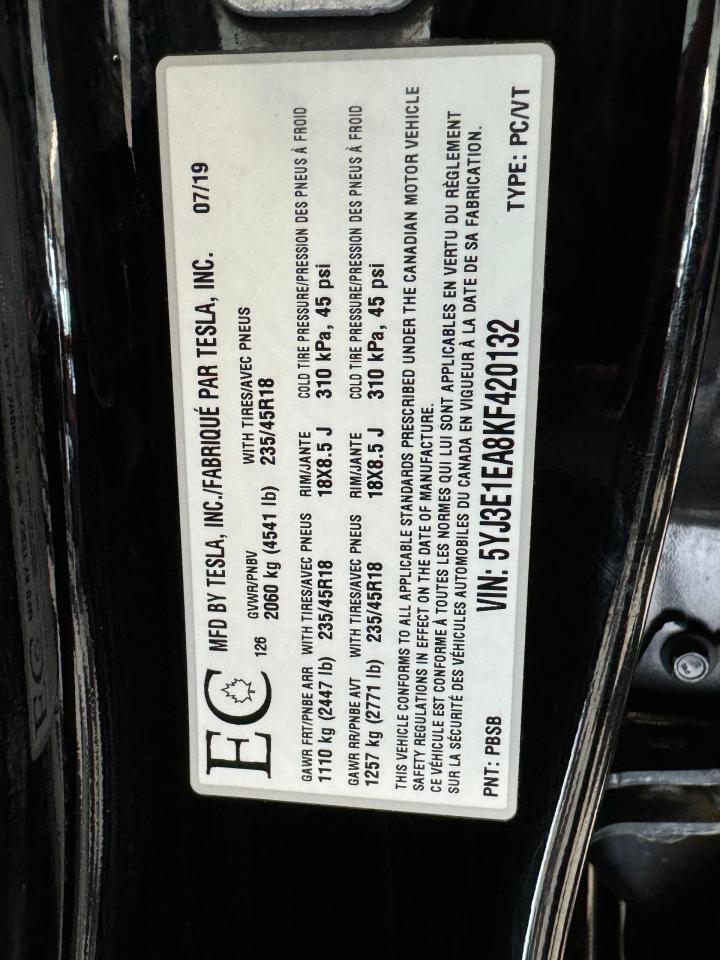 2019 Tesla Model 3 Standrad Range Plus+Auto Pilot+CLEAN CARFAX Photo84