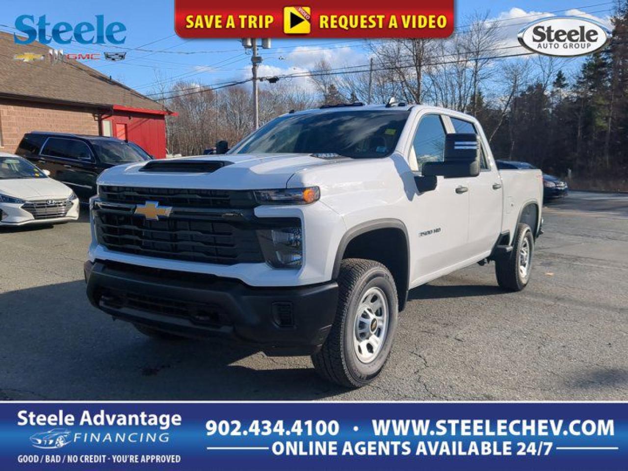 Our 2025 Chevrolet Silverado 3500 W/T Crew Cab 4X4 in Summit White is a leading choice for long days and hard jobs! Powered by a 6.6 Litre V8 serving up 401hp matched to a 10 Speed Allison Automatic transmission tuned to help with towing and hauling. An auto-locking rear differential and 2-speed transfer case bring this Four Wheel Drive truck even more confident capability. Its also easy to stand out with our Silverados black bumpers, black beltline moldings, black-capped power trailer mirrors, a trailer hitch, cargo-area lights, recovery hooks, a bed liner, and rear/side bed steps. A smart layout with supportive seats highlights our Work Truck cabin, which treats you to rewarding convenience with air conditioning, power accessories, a 12V power outlet, a 3.5-inch driver display, keyless access, pushbutton ignition, and a high-tech, high-function infotainment system. It bundles a 7-inch touchscreen, WiFi compatibility, wireless Android Auto®/Apple CarPlay®, Bluetooth®, and a six-speaker sound system for better connections. For safetys sake, Chevrolet supplies automatic braking, pedestrian detection, forward collision warning, a following distance indicator, lane-departure warning, an HD rearview camera, hitch guidance, hill start assistance, tire pressure monitoring, and more. Strong and strongly recommended, our Silverado 3500 W/T is one terrific truck! Save this Page and Call for Availability. We Know You Will Enjoy Your Test Drive Towards Ownership! Metros Premier Credit Specialist Team Good/Bad/New Credit? Divorce? Self-Employed?