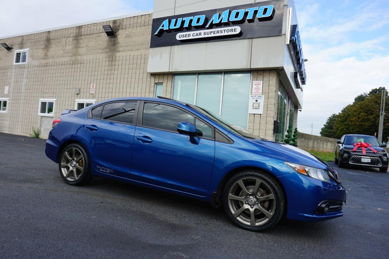 <div>*DETAILED SERVICE RECORDS*LOCAL ONTARIO CAR*CERTIFIED<span>* Very Clean Honda Civic SI 2.4L 4Cyl with 6 Speed Manual Transmission Has Heated Seats, Bluetooth and Cruise Control. Blue on Charcoal Interior. Fully Loaded with: Power Door Locks, Power Windows, and Power Heated Mirrors, CD/AUX, AC, keyless, Cruise Control, Bluetooth, Steering Mounted Controls, Back Up Camera, Navigation System, Sunroof, Push to Start, Fog Lights, And All The Power Options !!!!! </span></div><br /><div><span>-------------------------------------------------</span><br><span>Financing options are available start from 6.99% with $0 Down payment O.A.C.</span><br><span>-------------------------------------------------</span><br><span>SAFETY CERTIFICATION INCLUDED*** Vehicle comes with: Safety Certification, and Car Fax Report ALL INCLUDED!! At no extra cost to you!! Dont miss this opportunity to own a high-quality, pre-owned vehicle. </span><br><span>-------------------------------------------------</span><br><br><span>Additionally, our vehicles qualify for up to 4 years of extended warranty. Please speak to your sales representative for more information.</span><br><span>-------------------------------------------------</span><br><span>We are open Monday to Saturday from 10am - 6pm, Sundays Closed.</span><br><span>-------------------------------------------------</span><br><br><span>We also welcome trade-ins, with on-site buyers available to estimate your vehicle on the same day.</span><br><span>-------------------------------------------------</span><br><br><span>Visit us at 3219 Harvester Road, Burlington, L7N 3N8 or call us at Nine O Five-281-2255 for more information.</span><br><span>------------------------------------------------</span><br><span>Check our inventory at www automotoinc ca</span></div>