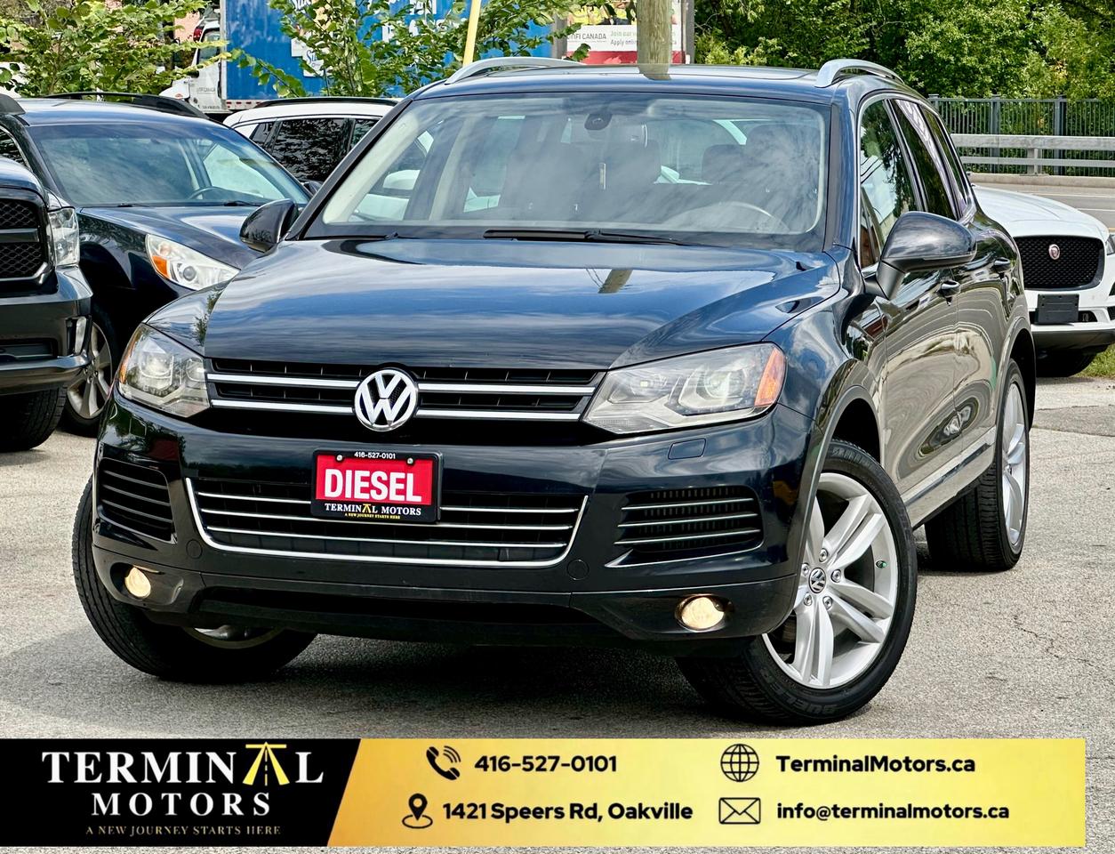 #DIESEL #DIESEL #DIESEL<br><div>#ONE OWNER
#CERTIFIED

2013 VW TOUAREG TDI EXECLINE LOADED

ALL SERVICES AND MAINTENANCE HAS BEEN DONE AT LOCAL VOLKSWAGEN DEALERSHIP SINCE BRAND NEW CARFAX INCLUDED ALL THE RECORDS.

ONE OF THE CLEANEST IN THE MARKET. VERY WELL KEPT AND GENTLY USED AND VERY RELIABLE CAR.

-20 RIMS
-HEATED SEATS
-NAVIGATION
-BACKUP CAMERA
-PUSH TO START
-NEW BRAKES JUST INSTALLED
-NEW OIL AND FILTER
-PANORAMIC SUNROOF


# BEING SOLD CERTIFIED WITH SAFETY INCLUDED IN THE PRICE!

# FREE CARFAX REPORT WITH EVERY VEHICLE!

PRICE + HST NO EXTRA OR HIDDEN FEES.

PLEASE CONTACT US TO BOOK YOUR APPOINTMENT FOR VIEWING AND TEST DRIVE.&nbsp;</div>