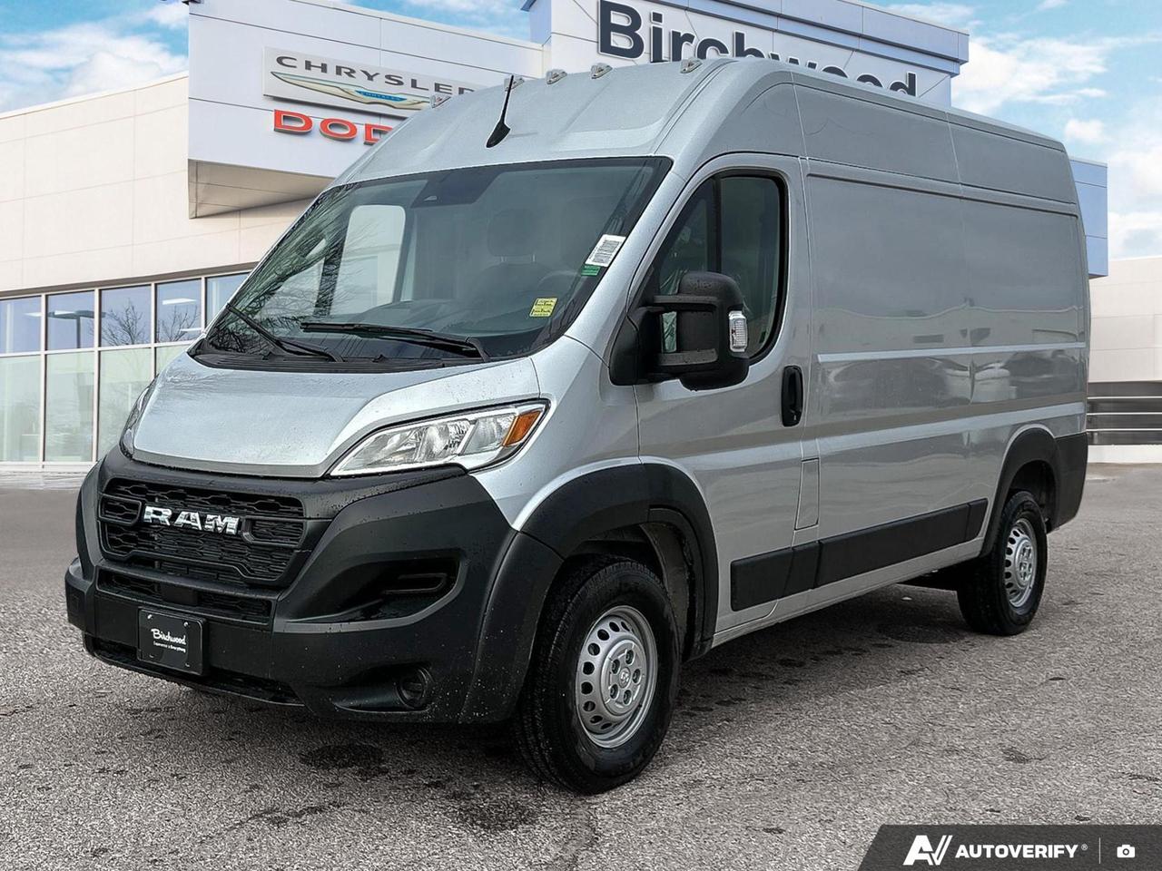Customer Preferred Package 22B 
Passenger bucket seat
Manual 4way adjustable front passenger seat
Mopar rear assist handles 
Rear hinged doors with fixed glass 
Rearview day/night mirror
Deeptint sunscreen glass
Rear window defroster
Mopar cargo area LED lighting 
Fullsize spare tire
Underslung tire carrier
Cargo partition with sliding window
Introducing the 2025 Ram ProMaster Cargo Van Tradesman - the ultimate solution for your commercial needs! This brand new, full-size cargo van combines power, efficiency, and cutting-edge technology to revolutionize your business operations.

- Powerful 3.6L 6-cylinder engine with automatic transmission
- Front-Wheel Drive with Brake Actuated Limited Slip Differential
- 4G LTE Wi-Fi Hot Spot for seamless connectivity on the go
- Advanced safety features including Collision Mitigation-Front and Driver Monitoring-Alert
- Spacious cargo area with MOPAR LED lighting for improved visibility
- Customizable with cargo partition and sliding window
- Exterior mirrors with turn signals for enhanced safety

Experience the future of commercial transportation today! Reserve your 2025 Ram ProMaster Cargo Van or schedule a test drive to see how it can transform your business. Our team at Birchwood Chrysler Dodge Jeep Ram is ready to answer any questions and guide you through the purchase process. Dont miss out on this opportunity to elevate your fleet - contact us now!
Birchwood Chrysler Dodge  Your Destination for New Chrysler, Dodge, Jeep, and RAM Vehicles in Winnipeg!

At Birchwood Chrysler Dodge, Experience is Everything. Whether you prefer shopping online or in-store, we make the process seamless. What you see is what you payno hidden fees, no surprises. All special offers and discounts are already factored into our pricing for total transparency.

Browse our website to explore payment options and terms, ensuring they align with your budget. Customize your purchase with trade-ins, down payments, accessories, or optional protection plansall tailored to your needs.

Have questions? Call us at (204) 774-4444wed be happy to send you a personalized video walkthrough of any vehicle!

Visit us in person at 90-3965 Portage Ave in the Birchwood Autopark.

Dealer permit #5686
Dealer permit #5686
