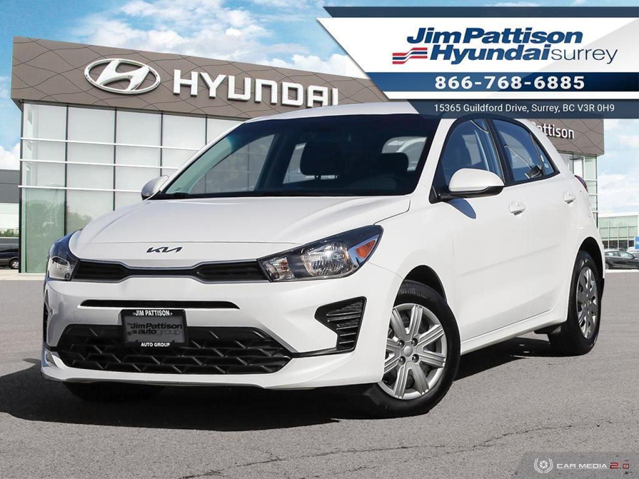 ACCIDENT FREE!! LOCAL CAR!! Options include: A/C, Heated Seats, Bluetooth connectivity, Apple CarPlay & Android auto, Rearview camera, Cruise control, Automatic Headlights and much more. This used Hatchback is now available to test drive at Jim Pattison Hyundai Surrey. This amazing local vehicle has been fully inspected at Jim Pattison Hyundai Surrey and all servicing is up to date. It also retains the balance of its factory Kia Canada warranty. We always include a 30-day powertrain guarantee, 14-day exchange privilege and a CarFax vehicle history report with all of our pre-owned vehicles. For a limited time, this used Kia Rio LX Plus is also available at special financing rates! Call 1-866-768-6885! Do you prefer text contact? You can TEXT our sales team directly @ 778-770-1084. Price does not include $599 documentation fee, $380 preparation charge, $599 finance placement fee if applicable and taxes.  DL#10977