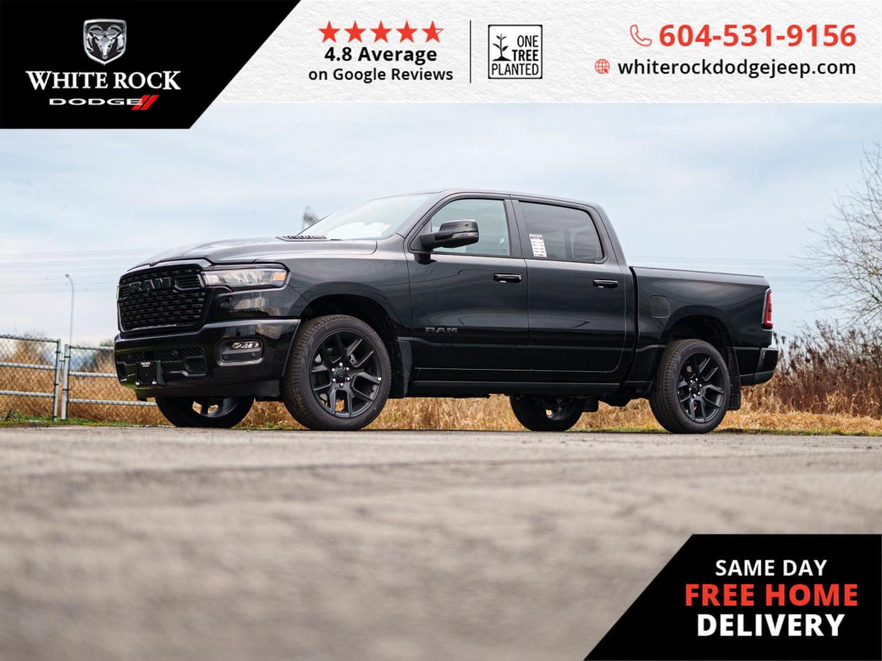 Command the road with elegance: NAVIGATION, HEATED FRONT SEATS, ADAPTIVE CRUISE CONTROL, TRAILER HITCH. Dive into the ultimate driving experience with the 2025 RAM 1500 Sport, a seamless fusion of power and luxury. This commanding pickup, draped in a sophisticated Black exterior with a matching Black interior, redefines what it means to drive a truck.<p><p>Under the hood lies a robust 3.0L 6cyl engine, paired with an 8-Speed Automatic Transmission, ready to deliver performance that thrills. Its 4x4 drivetrain ensures unyielding confidence on any terrain, while the HEATED STEERING WHEEL offers comfort during the chilliest mornings. The TRAILER SWAY CONTROL makes towing both safe and effortless, empowering you with the capability to bring along everything you need for the adventure ahead.<p><p>Inside, the ILLUMINATED ENTRY welcomes you into a realm where convenience meets style. ADJUSTABLE PEDALS cater to your comfort, ensuring a custom fit for every driver. The REAR STEP BUMPER not only enhances the vehicles rugged appeal but also adds practicality for your daily tasks. For those who value safety alongside luxury, the PANIC ALARM and REMOTE KEYLESS ENTRY provide peace of mind with every journey.<p><p>With an ALLOY WHEELS set that adds a touch of class and a NAVIGATION SYSTEM to guide you, the 2025 RAM 1500 Sport is more than just a truckits a statement. This new vehicle, boasting an odometer reading of 0 kilometers, represents the pinnacle of craftsmanship and innovation at White Rock Dodge. Experience the epitome of strength and sophistication with Stock Number: [Insert Stock Number Here].