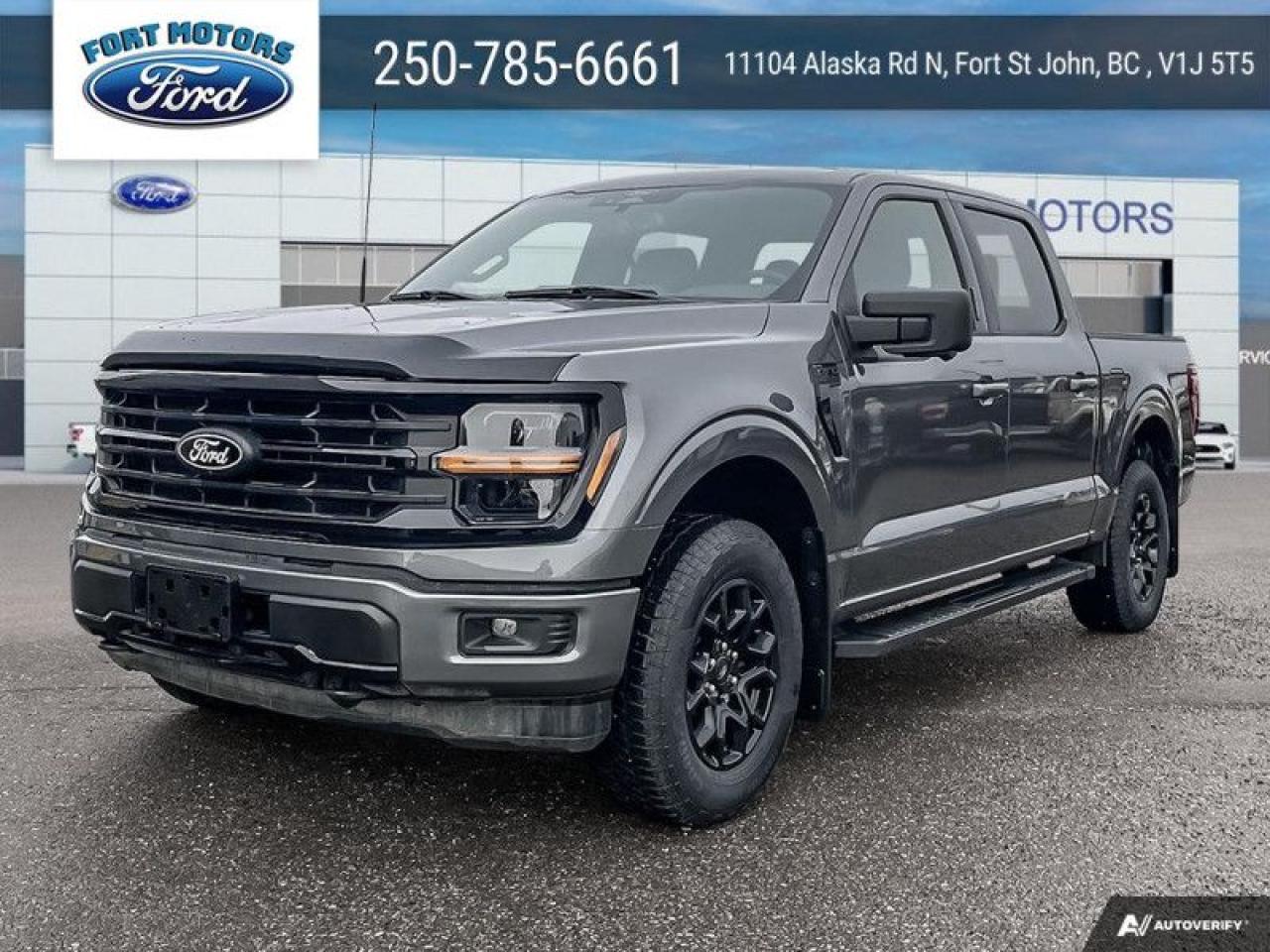 <b>FX4 Off-Road Package, XLT Black Appearance Package, 18 Aluminum Wheels, Tailgate Step!</b><br> <br>   From powerful engines to smart tech, theres an F-150 to fit all aspects of your life. <br> <br>Just as you mould, strengthen and adapt to fit your lifestyle, the truck you own should do the same. The Ford F-150 puts productivity, practicality and reliability at the forefront, with a host of convenience and tech features as well as rock-solid build quality, ensuring that all of your day-to-day activities are a breeze. Theres one for the working warrior, the long hauler and the fanatic. No matter who you are and what you do with your truck, F-150 doesnt miss.<br> <br> This carbonized grey metallic Crew Cab 4X4 pickup   has a 10 speed automatic transmission and is powered by a  400HP 5.0L 8 Cylinder Engine.<br> <br> Our F-150s trim level is XLT. This XLT trim steps things up with running boards, dual-zone climate control and a 360 camera system, along with great standard features such as class IV tow equipment with trailer sway control, remote keyless entry, cargo box lighting, and a 12-inch infotainment screen powered by SYNC 4 featuring voice-activated navigation, SiriusXM satellite radio, Apple CarPlay, Android Auto and FordPass Connect 5G internet hotspot. Safety features also include blind spot detection, lane keep assist with lane departure warning, front and rear collision mitigation and automatic emergency braking. This vehicle has been upgraded with the following features: Fx4 Off-road Package, Xlt Black Appearance Package, 18 Aluminum Wheels, Tailgate Step. <br><br> View the original window sticker for this vehicle with this url <b><a href=http://www.windowsticker.forddirect.com/windowsticker.pdf?vin=1FTFW3L55RKE88249 target=_blank>http://www.windowsticker.forddirect.com/windowsticker.pdf?vin=1FTFW3L55RKE88249</a></b>.<br> <br>To apply right now for financing use this link : <a href=https://www.fortmotors.ca/free-credit-check/ target=_blank>https://www.fortmotors.ca/free-credit-check/</a><br><br> <br/><br>Come down to Fort Motors and take it for a spin!<p><br> Come by and check out our fleet of 30+ used cars and trucks and 200+ new cars and trucks for sale in Fort St John.  o~o