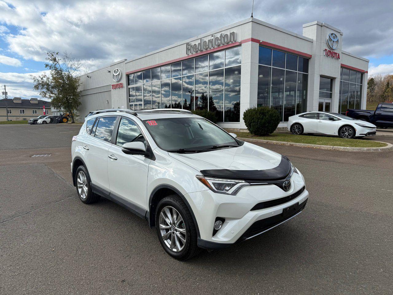 This 2018 RAV4 Limited model features a luxury interior design including a leather wrapped wheel with the option of having it heated, leather wrapped shift knob, SofTex leather seating, panoramic sunroof and more. Safety features include lane departure alert, anti-theft, child locks, reverse parking sensors, and more. Vehicle history available. LOW MILEAGE!! 