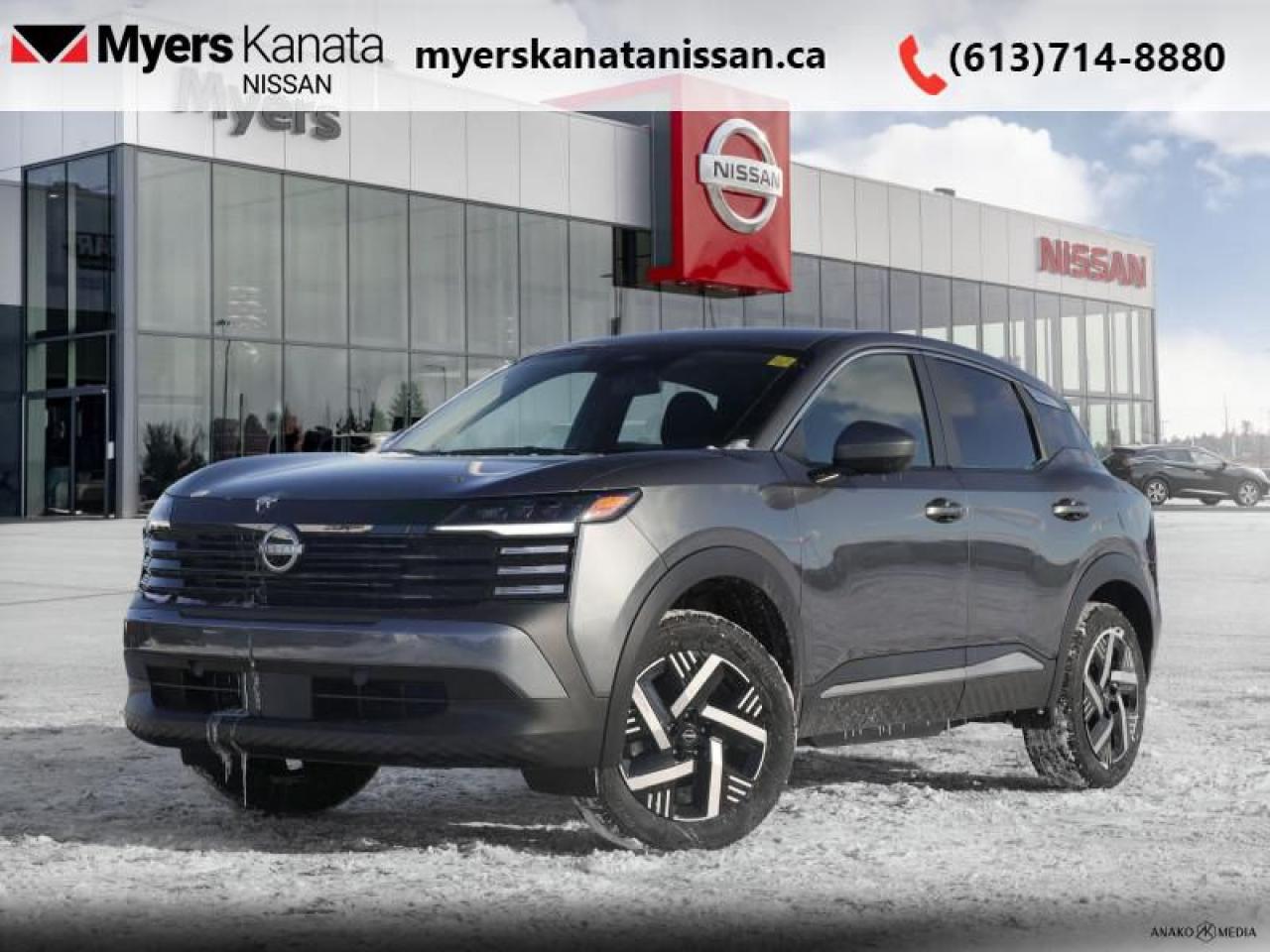 <b>Heated Seats,  Wireless Charging,  Heated Steering Wheel,  Remote Start,  Blind Spot Detection!</b><br> <br> <br> <br>  Style meets tech in this nimble and spirited 2025 Kicks. <br> <br>This Kicks did not take any shortcuts, but it is offering you a shortcut to possibility. Make the most of every day with intelligent features that help you express your personal style and feel your playlist with the incredible infotainment system. It really is time you put you first, and this 2025 Kicks is here for it.<br> <br> This gun metallical metallic SUV  has an automatic transmission and is powered by a  141HP 2.0L 4 Cylinder Engine.<br> <br> Our Kickss trim level is SV. Standard features include a heated steering wheel with heated front seats, wireless charging, remote engine start, blind spot warning, lane departure warning, collision mitigation, and rear parking sensors. Also standard is a 12.3-inch infotainment screen with wireless Apple CarPlay and Android Auto, and SiriusXM satellite radio. This vehicle has been upgraded with the following features: Heated Seats,  Wireless Charging,  Heated Steering Wheel,  Remote Start,  Blind Spot Detection,  Lane Departure Warning,  Apple Carplay. <br><br> <br/> Total  cash rebate of $1000 is reflected in the price. Credit includes $1,000 Stackable Incentive Dollars.  5.99% financing for 84 months. <br> Payments from <b>$463.51</b> monthly with $0 down for 84 months @ 5.99% APR O.A.C. ( Plus applicable taxes -  $621 Administration fee included. Licensing not included.    ).  Incentives expire 2025-02-28.  See dealer for details. <br> <br><br> Come by and check out our fleet of 20+ used cars and trucks and 110+ new cars and trucks for sale in Kanata.  o~o