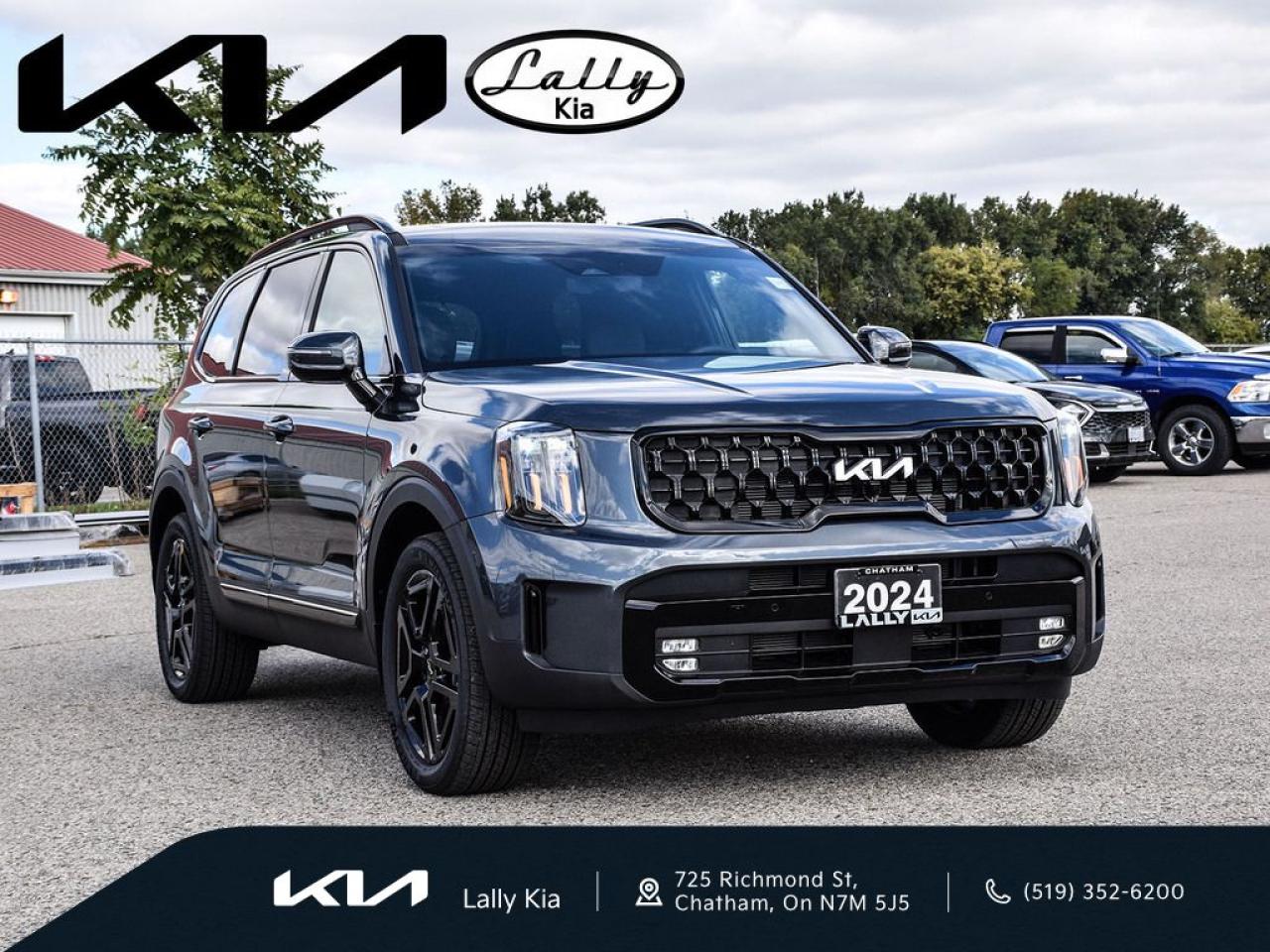 Used 2024 Kia Telluride X-Line DEMO X-LINE 7 PASSENGER/APPLE CARPLAY, ANDROID AUTO/ BLUETOOTH/ HARMAN KARDON PREMIUM SOUND SYSTEM/ WIRELESS CHARGING PAD/ NAVIGATION/ 12-WAY POWER-ADJUSTABLE DRIVER’S SEAT/ HEATED AND VENTILATED FRON for sale in Chatham, ON