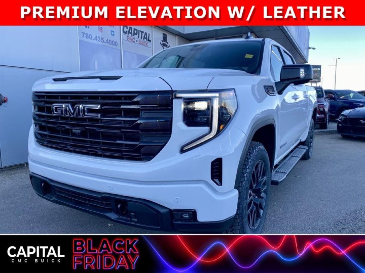 Take a look at this FULLY LOADED 2025 Sierra 1500 Elevation Premium Package! Fully Equipped with the Duramax Diesel engine and great options like Leather Bucket Seats, Bose Stereo, DUAL EXHAUST, X31 Off-Road Package, Heated Steering, Heated Seats, Adaptive Cruise Control, Black Emblems, Assist Steps, 360 CAM, Wireless Charging, Front and Rear Park Assist, All-weather floor liners and so much more... CALL NOWAsk for the Internet Department for more information or book your test drive today! Text 365-601-8318 for fast answers at your fingertips!AMVIC Licensed Dealer - Licence Number B1044900Disclaimer: All prices are plus taxes and include all cash credits and loyalties. See dealer for details. AMVIC Licensed Dealer # B1044900