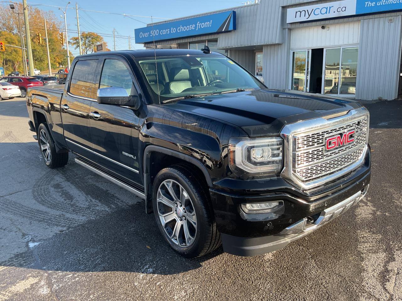 Used 2018 GMC Sierra 1500 Denali 5.3L DENALI 4X4 CREW CAB!! SUNROOF. BACKUP CAM. HEATED/COOLED SEATS. LEATHER. NAV. A/C. CRUISE. PWR for sale in Kingston, ON