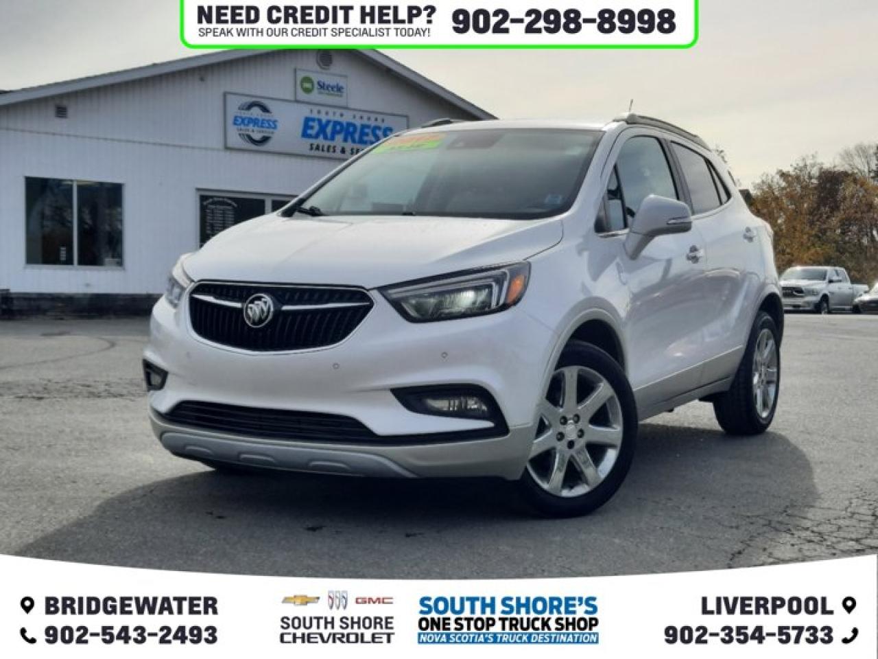 Awards: * JD Power Canada Dependability Study Recent Arrival! White 2017 Buick Encore Premium AWD 6-Speed Automatic Electronic with Overdrive ECOTEC 1.4L I4 SMPI DOHC Turbocharged VVT 7 Speakers, ABS brakes, Air Conditioning, Alloy wheels, Automatic temperature control, Brake assist, Compass, Delay-off headlights, Driver door bin, Electronic Stability Control, Emergency communication system: OnStar Guidance, Exterior Parking Camera Rear, Front Bucket Seats, Front dual zone A/C, Front fog lights, Front reading lights, Fully automatic headlights, Heated door mirrors, Heated front seats, Heated steering wheel, Knee airbag, Lane Departure Warning System, Leather-Appointed Seat Trim, Low tire pressure warning, Memory seat, Outside temperature display, Passenger door bin, Power door mirrors, Power driver seat, Power passenger seat, Power steering, Power windows, Premium audio system: IntelliLink, Radio data system, Rear window defroster, Rear window wiper, Security system, Speed control, Speed-sensing steering, Spoiler, Telescoping steering wheel, Tilt steering wheel, Traction control, Trip computer, Variably intermittent wipers. Reviews: * Owners tend to report that the Encore is cheerful to drive, easy to zip around in, flexible, and sufficiently roomy for four average-sized adults and a load of groceries. Tech-based features are easy to interface with, and many owners appreciate the added confidence of the OnStar system when travelling. In terms of all aspects of delivering a comfortable, relaxed, and easy-driving experience, the Encore seems to have impressed its owner community. Source: autoTRADER.ca