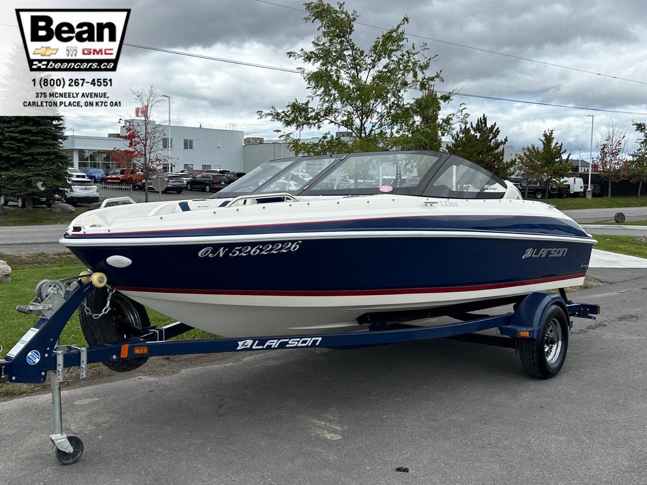 <h2><span style=font-size:18px><span style=color:#2ecc71><strong>2015 Larson LX 160 Bowrider</strong></span></span></h2>

<p><span style=font-size:16px>The 2015 Larson LX 160 Bowrider is a stylish, compact, and versatile boat designed for fun on the water. With a sleek design and a spacious bow area, this 16-foot bowrider offers comfortable seating for up to 6 passengers, making it perfect for family outings or water sports. It features ample storage compartments for gear, ensuring a clutter-free deck.</span></p>

<p><span style=font-size:16px>Powered by a 90HP Evinrude outboard engine with a stainless steel prop, it delivers smooth and reliable performance, whether you're cruising, tubing, or just enjoying a relaxing day on the water. The Larson LX 160’s deep-V hull provides stability and a smooth ride, even in choppy waters, while its lightweight construction makes it easy to tow and launch.</span></p>

<p><span style=font-size:16px>This boat comes with a colour matched 2014 Shorelander trailer, branded Larson, for easy and safe transportation.</span></p>

<h2><span style=color:#2ecc71><span style=font-size:18px><strong>Come see this boat today!</strong></span></span></h2>

<h2><span style=color:#2ecc71><span style=font-size:18px><strong>613-257-2432</strong></span></span></h2>