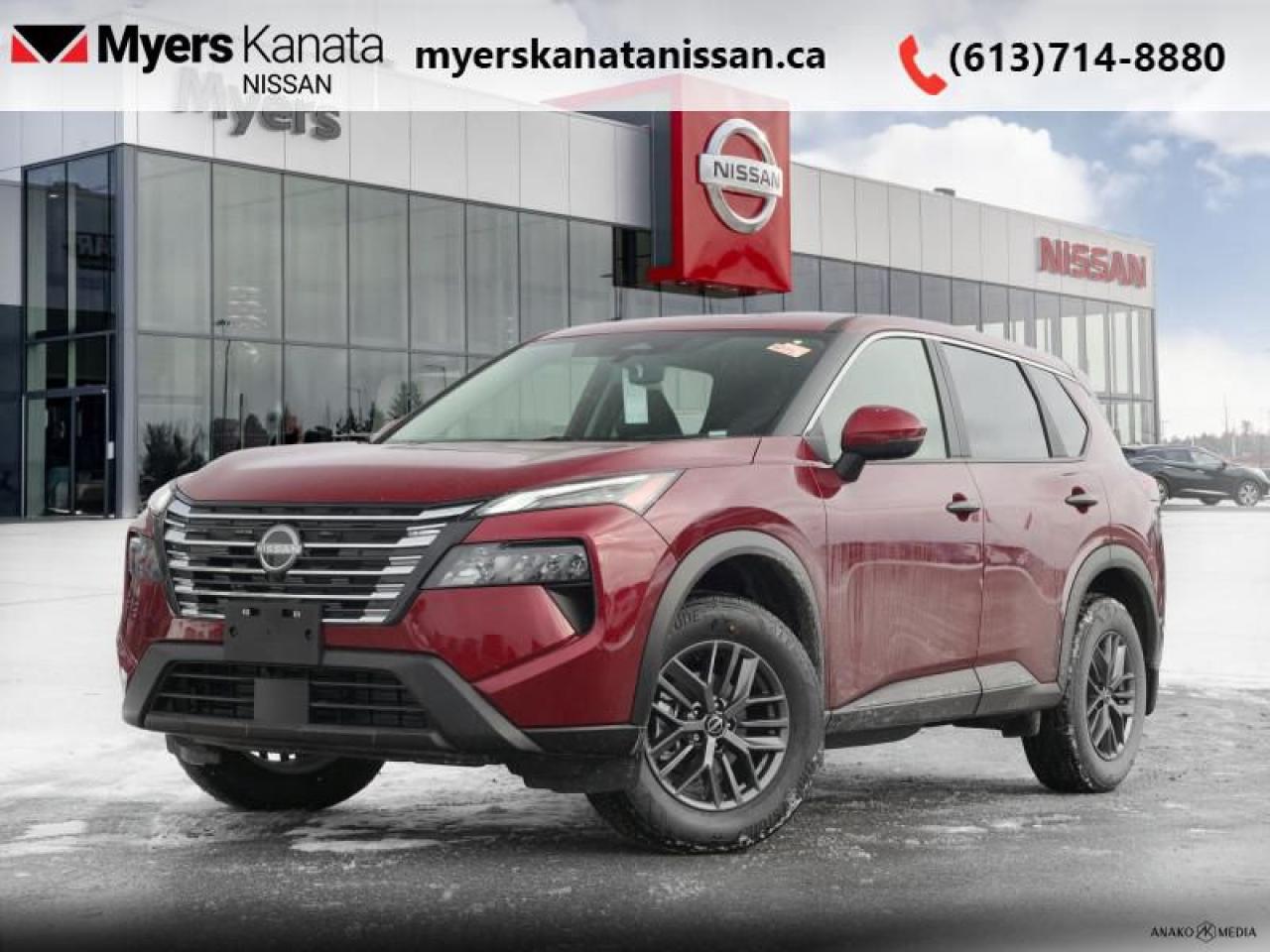 <b>Alloy Wheels,  Heated Seats,  Heated Steering Wheel,  Mobile Hotspot,  Remote Start!</b><br> <br> <br> <br>  This 2025 Rogue aims to exhilarate the soul and satisfy the need for a dependable family hauler. <br> <br>Nissan was out for more than designing a good crossover in this 2025 Rogue. They were designing an experience. Whether your adventure takes you on a winding mountain path or finding the secrets within the city limits, this Rogue is up for it all. Spirited and refined with space for all your cargo and the biggest personalities, this Rogue is an easy choice for your next family vehicle.<br> <br> This scarlet ember t SUV  has an automatic transmission and is powered by a  201HP 1.5L 3 Cylinder Engine.<br> <br> Our Rogues trim level is S. Standard features on this Rogue S include heated front heats, a heated leather steering wheel, mobile hotspot internet access, proximity key with remote engine start, dual-zone climate control, and an 8-inch infotainment screen with Apple CarPlay, and Android Auto. Safety features also include lane departure warning, blind spot detection, front and rear collision mitigation, and rear parking sensors. This vehicle has been upgraded with the following features: Alloy Wheels,  Heated Seats,  Heated Steering Wheel,  Mobile Hotspot,  Remote Start,  Lane Departure Warning,  Blind Spot Warning. <br><br> <br/> Total  cash rebate of $1000 is reflected in the price. Credit includes $1,000 Stackable Incentive Dollars.  4.49% financing for 84 months. <br> Payments from <b>$513.97</b> monthly with $0 down for 84 months @ 4.49% APR O.A.C. ( Plus applicable taxes -  $621 Administration fee included. Licensing not included.    ).  Incentives expire 2025-02-28.  See dealer for details. <br> <br><br> Come by and check out our fleet of 20+ used cars and trucks and 110+ new cars and trucks for sale in Kanata.  o~o