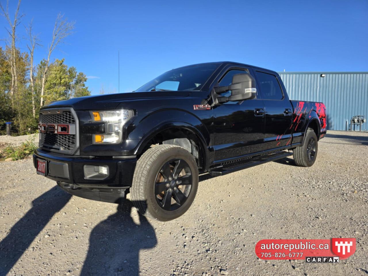 Gorgeous F-150 Sport with 5.0l V8 and 4x4 <br/> Crew cab 5 seater with 6.5ft box <br/> Same owner since 2018 <br/> <br/>  <br/> Comes Safety Certified  <br/> <br/>  <br/> Loaded with panoramic sunroof, power front seats, heated seats, remote start, Navigation, Bluetooth, dual zone climate control, cruise control, towing package with trailer backup assist and factory brake controller, backup camera, backup sensors, fog lights, spray in bed liner, rear power sliding window, running boards, hard trifold tonneau cover, power adjustable pedals and more. <br/> Link to Youtube Walkaround video: <br/> https://www.youtube.com/watch?v=mqsBB3LkipM <br/> <br/>  <br/> Has 241k kms - Carfax Verified <br/> Link to Carfax: <br/> https://vhr.carfax.ca/?id=ZDbxVNFu2qVxc3We3jLfjPPhwoMHeTYI <br/> <br/>  <br/> Most desirable color combination: beautiful shiny black exterior with black/red clean interior. <br/> Smoke free, odor free interior <br/> <br/>  <br/> Please call 705-826-6777 for appointments <br/> www.autorepublic.ca <br/> <br/>  <br/> Available extended warranty up to 48 months <br/> <br/>  <br/> WE FINANCE EVERYONE. 100% APPROVAL (downpayment might be required) <br/> <br/>  <br/> Tax and Licensing extra <br/> <br/>  <br/> Trade-ins are welcome! <br/> <br/>  <br/> No Hidden Fees or Admin Fees! <br/> <br/>  <br/> Do not hesitate to contact us with any questions. <br/> <br/>  <br/> Please call us at 705-826-6777 for more details. <br/> www.autorepublic.ca <br/> <br/>  <br/> AUTO REPUBLIC <br/> Quality Certified Pre-Owned Vehicles <br/> 5 Courtland st, Ramara, ON, L3V1A4 <br/>