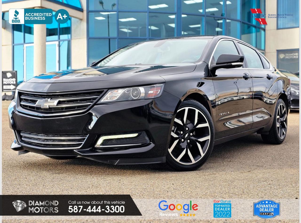 3.6L 6 CYLINDER ENGINE, LEATHER, APPLE CARPLAY/ANDROID AUTO, BACKUP CAMERA, REMOTE STARTER, KEYLESS ENTRY, TWO KEYS, PSUH START, HEATED SEATS, BRAND NEW TIRES, BLUETOOTH, CRUSIE CONTROL, AND MUCH MORE! <br/> <br/>  <br/> Just Arrived 2019 Chevrolet Impala LT Black has 175,414 KM on it. 3.6L 6 Cylinder Engine engine, Front-Wheel Drive, Automatic transmission, 5 Seater passengers, on special price for $17,500.00. <br/> <br/>  <br/> Book your appointment today for Test Drive. We offer contactless Test drives & Virtual Walkarounds. Stock Number: 24236 <br/> <br/>  <br/> At Diamond Motors, we are dedicated to providing you with an outstanding car-buying experience, offering quality pre-owned vehicles at prices that fit your budget. Our transparent and honest approach means you can expect straightforward guidance without any high-pressure sales tactics. We believe in building lasting relationships with our customers by offering personalized service tailored to your needs. From the moment you step onto our lot, our team is here to support you every step of the way, ensuring you leave confident in your decision. Trust, integrity, and customer satisfaction are the foundation of everything we do. <br/> <br/>  <br/> Why choose us? <br/>  <br/> Certified Pre-Owned Vehicles <br/> Family Owned & Operated <br/> Finance Available <br/> Extended Warranty <br/> Vehicles Priced to Sell <br/> No Pressure Environment <br/> Inspection & Carfax Report <br/> Professionally Detailed Vehicles <br/> Full Disclosure Guaranteed <br/> AMVIC Licensed <br/> BBB Accredited Business <br/> CarGurus Top-rated Dealer 2022 & 2024 <br/> <br/>  <br/> Phone to schedule an appointment @ 587-444-3300 or simply browse our inventory online www.diamondmotors.ca or come and see us at our location at <br/> 3403 93 street NW, Edmonton, T6E 6A4 <br/> <br/>  <br/> To view the rest of our inventory: <br/> www.diamondmotors.ca/inventory <br/> <br/>  <br/> All vehicle features must be confirmed by the buyer before purchase to confirm accuracy. All vehicles have an inspection work order and accompanying Mechanical fitness assessment. All vehicles will also have a Carproof report to confirm vehicle history, accident history, salvage or stolen status, and jurisdiction report. <br/>