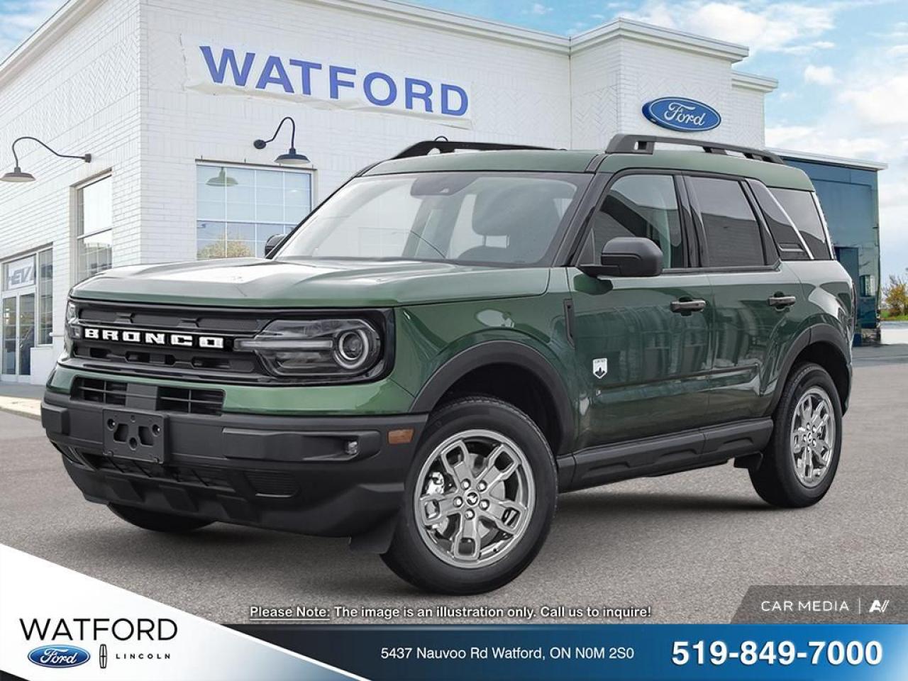 <p>BIG BEND 4X4

ENGINE: 1.5L ECOBOOST
TRANSMISSION: 8-SPEED AUTOMATIC
EQUIPMENT GROUP 200A
ERUPTION GREEN METALLIC
STANDARD PAINT
MEDIUM DARK SLATE UNIQUE CLOTH HEATED FRONT
CONVENIENCE PACKAGE
FRONT & REAR FLOOR LINERS W/O CARPET MATS</p>
<a href=http://www.watfordford.com/new/inventory/Ford-Bronco_Sport-2024-id11393357.html>http://www.watfordford.com/new/inventory/Ford-Bronco_Sport-2024-id11393357.html</a>