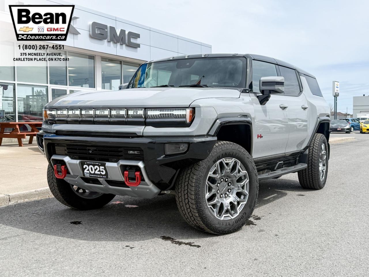 <h2><span style=color:#2ecc71><span style=font-size:18px><strong>Check out this 2025GMC Hummer EV SUV!</strong></span></span></h2>

<p><span style=font-size:16px><strong>Fully Electric!</strong></span></p>

<p><span style=font-size:16px><strong>Comfort & Convenience Features:</strong>Includes remote start/entry, infinity roof with transparentsky panels, heated front & rear seats, heated steering wheel, ventilated front seats, super cruise, hitch guidance, HD surround vision, 22 premium finish aluminum wheels.</span></p>

<p><span style=font-size:16px><strong>Infotainment Tech & Audio:</strong>Includes 13.4 infotainment display with navigation, bose speaker system, wireless charging,apple carplay & android auto capable.</span></p>

<p><span style=font-size:16px><strong>This SUValso comes equipped with the following package</strong></span></p>

<p><span style=font-size:16px><strong>Sport Package:</strong> sport pedal cover package, emblems in performance red, front and rear splash guards, 2 front D-Ring recovery hook in performance red.</span></p>

<h2><span style=color:#2ecc71><span style=font-size:18px><strong>Come test drive this SUV today!</strong></span></span></h2>

<h2><span style=color:#2ecc71><span style=font-size:18px><strong>613-257-2432</strong></span></span></h2>