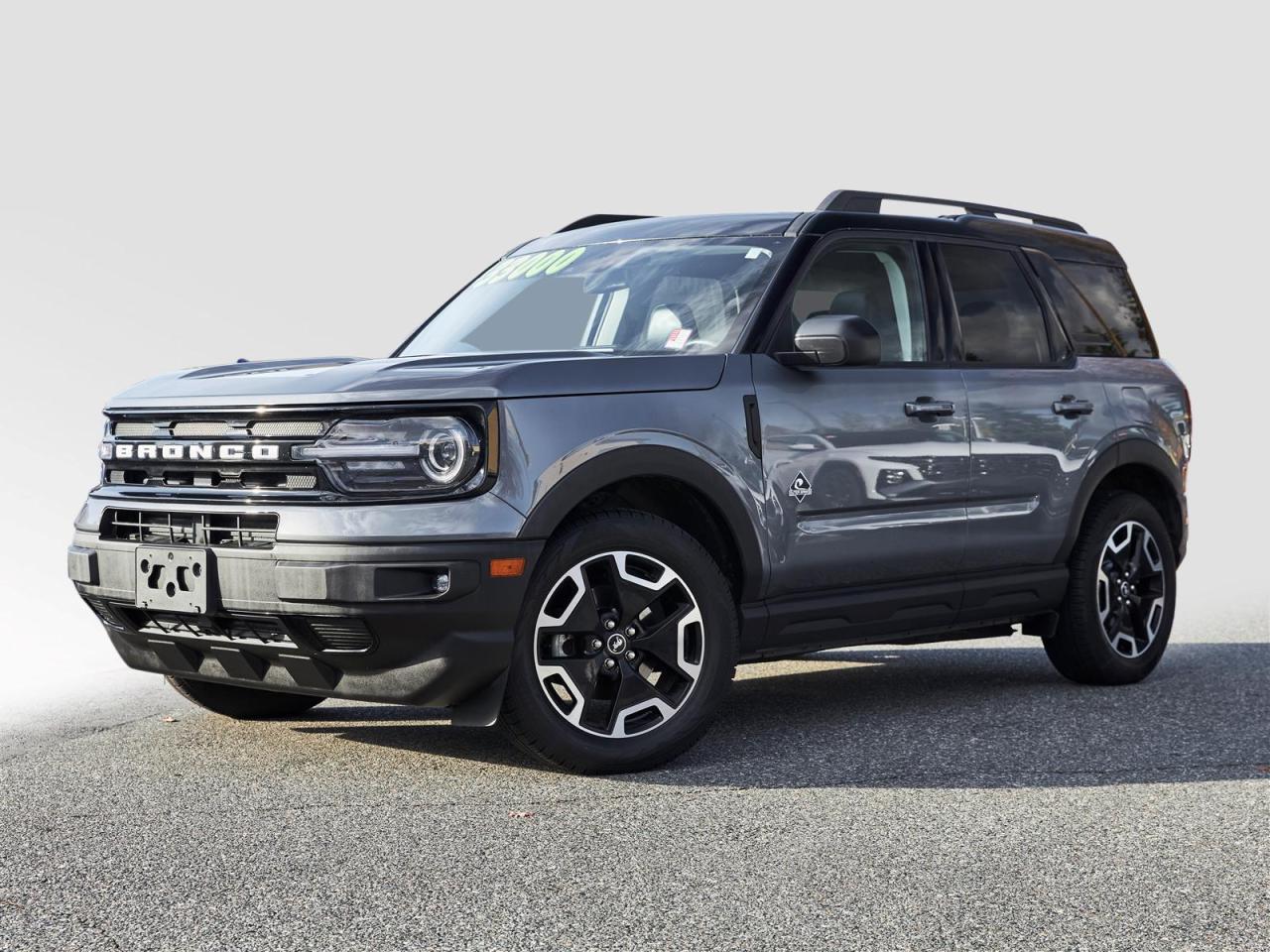 OUTER BANKS | APPLE CARPLAY | 4WD | LEATHER INTERIOR | NO ACCIDENTS | SUNROOF | HEATED SEATS | FORWARD COLLISION WARNING | BLIND SPOT MONITORING <br><br>Recent Arrival! 2021 Ford Bronco Sport Outer Banks Blue 1.5L EcoBoost 8-Speed Automatic 4WD<br><br><br>Why Buy From us? <br>*7x Hyundai Presidents Award of Merit Winner <br>*3x Consumer Choice Award for Business Excellence <br>*AutoTrader Dealer of the Year <br><br>M-Promise Certified Preowned ($995 value): <br>- 30-day/2,000 Km Exchange Program <br>- 3-day/300 Km Money Back Guarantee <br>- Comprehensive 144 Point Mechanical Inspection <br>- Full Synthetic Oil Change <br>- BC Verified CarFax <br>- Minimum 6 Month Power Train Warranty <br><br>Our vehicles are priced under market value to give our customers a hassle free experience. We factor in mechanical condition, kilometres, physical condition, and how quickly a particular car is selling in our market place to make sure our customers get a great deal up front and an outstanding car buying experience overall. Dealer #31129.<br><br><br><br>Odometer is 21999 kilometers below market average!<br><br>Awards:<br>  * JD Power Canada Automotive Performance, Execution and Layout (APEAL) Study<br><br>CALL NOW!! This vehicle will not make it to the weekend!!