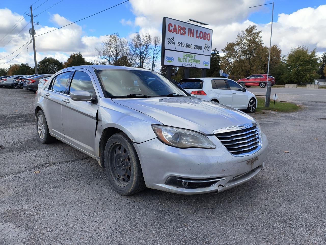 <p><span style=font-size: 14pt;><strong>2012 CHRYSLER 200! </strong></span></p><p><span style=font-size: 14pt;><strong>BEING SOLD AS-IS // RUNS AND DRIVES OK // TWO SETS OF TIRES // CHEAP WINTER CAR </strong></span></p><p> </p><p> </p><p><span style=font-size: 14pt;><strong>CARS IN LOBO LTD. (Buy - Sell - Trade - Finance) <br /></strong></span><span style=font-size: 14pt;><strong style=font-size: 18.6667px;>Office# - 519-666-2800<br /></strong></span><span style=font-size: 14pt;><strong>TEXT 24/7 - 226-289-5416</strong></span></p><p><span style=font-size: 12pt;>-> LOCATION <a title=Location  href=https://www.google.com/maps/place/Cars+In+Lobo+LTD/@42.9998602,-81.4226374,15z/data=!4m5!3m4!1s0x0:0xcf83df3ed2d67a4a!8m2!3d42.9998602!4d-81.4226374 target=_blank rel=noopener>6355 Egremont Dr N0L 1R0 - 6 KM from fanshawe park rd and hyde park rd in London ON</a><br />-> Quality pre owned local vehicles. CARFAX available for all vehicles <br />-> Certification is included in price unless stated AS IS or ask about our AS IS pricing<br />-> We offer Extended Warranty on our vehicles inquire for more Info<br /></span><span style=font-size: small;><span style=font-size: 12pt;>-> All Trade ins welcome (Vehicles,Watercraft, Motorcycles etc.)</span><br /><span style=font-size: 12pt;>-> Financing Available on qualifying vehicles <a title=FINANCING APP href=https://carsinlobo.ca/fast-loan-approvals/ target=_blank rel=noopener>APPLY NOW -> FINANCING APP</a></span><br /><span style=font-size: 12pt;>-> Register & license vehicle for you (Licensing Extra)</span><br /><span style=font-size: 12pt;>-> No hidden fees, Pressure free shopping & most competitive pricing</span></span></p><p><span style=font-size: small;><span style=font-size: 12pt;>MORE QUESTIONS? FEEL FREE TO CALL (519 666 2800)/TEXT </span></span><span style=font-size: 18.6667px;>226-289-5416</span><span style=font-size: small;><span style=font-size: 12pt;> </span></span><span style=font-size: 12pt;>/EMAIL (Sales@carsinlobo.ca)</span></p>