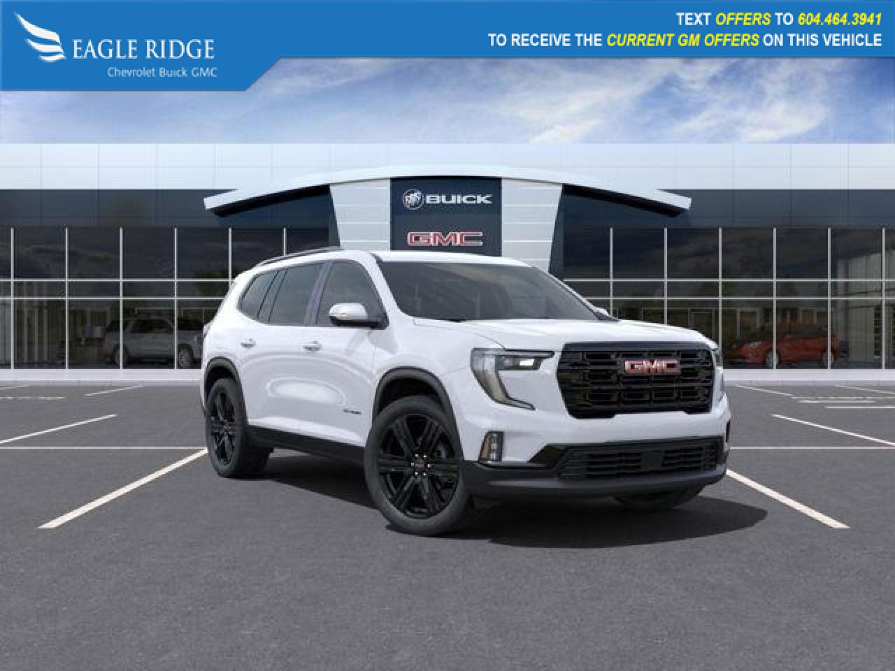 New 2024 GMC Acadia Elevation Adaptive cruise control, active noise cancelation, Lane keep assist, front pedestrian and bicyclist braking, HD surrender vision, for sale in Coquitlam, BC