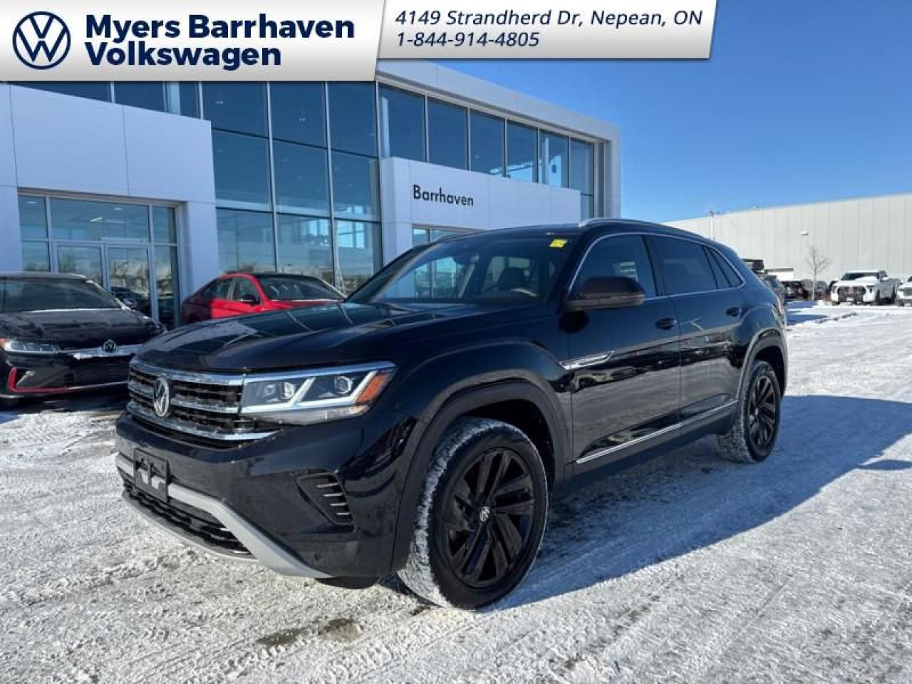 <b>Cooled Seats,  Leather Seats,  Sunroof,  Navigation,  Power Liftgate!</b><br> <br>    Turn heads with the stylish 2022 Volkswagen Atlas Cross Sport, with an eye-catching exterior design and high-end technology features. This  2022 Volkswagen Atlas Cross Sport is for sale today in Nepean. <br> <br>The 2022 VW Atlas Cross Sport is a crossover SUV with a gently sloped roofline to form the distinct silhouette of a coupe, without taking a toll on practicality and driving dynamics. The exterior sports a bold design, with an imposing front grille, coherent body lines, and a muscular stance. On the inside, trim pieces are crafted with premium materials and carefully put together to ensure rugged build quality, with straightforward control layouts, ergonomic seats, and an abundance of storage space. With a bevy of standard safety technology that inspires confidence, the 2022 Volkswagen Atlas Cross Sport is an excellent option for a versatile and capable family SUV with dazzling looks.This  SUV has 79,572 kms. Its  deep black pearl in colour  . It has an automatic transmission and is powered by a  3.6L V6 24V GDI DOHC engine. <br> <br> Our Atlas Cross Sports trim level is Highline 3.6 FSI. This Atlas Highline lives up to its name with power - heated and cooled premium leather seats, a heated leatherette steering wheel and a panoramic sunroof. Additional great features include a power liftgate, adaptive stop and go cruise, a larger 8 inch touchscreen with built in navigation, Android Auto and Apple CarPlay, Bluetooth streaming audio and a Fender premium audio system. The exterior chrome window trim, elegant alloy wheels, fog lamps bring extra elegance and class, while the blind spot assist sensors, front collision mitigation system, lane keep assist and park distance control help keep you and your family extremely safe. This vehicle has been upgraded with the following features: Cooled Seats,  Leather Seats,  Sunroof,  Navigation,  Power Liftgate,  Heated Steering Wheel,  Heated Seats. <br> <br>To apply right now for financing use this link : <a href=https://www.barrhavenvw.ca/en/form/new/financing-request-step-1/44 target=_blank>https://www.barrhavenvw.ca/en/form/new/financing-request-step-1/44</a><br><br> <br/><br> Buy this vehicle now for the lowest bi-weekly payment of <b>$258.65</b> with $0 down for 96 months @ 9.99% APR O.A.C. ((Plus applicable taxes and fees - Some conditions apply to get approved at the mentioned rate)     ).  See dealer for details. <br> <br>We are your premier Volkswagen dealership in the region. If youre looking for a new Volkswagen or a car, check out Barrhaven Volkswagens new, pre-owned, and certified pre-owned Volkswagen inventories. We have the complete lineup of new Volkswagen vehicles in stock like the GTI, Golf R, Jetta, Tiguan, Atlas Cross Sport, Volkswagen ID.4 electric vehicle, and Atlas. If you cant find the Volkswagen model youre looking for in the colour that you want, feel free to contact us and well be happy to find it for you. If youre in the market for pre-owned cars, make sure you check out our inventory. If you see a car that you like, contact 844-914-4805 to schedule a test drive.<br> Come by and check out our fleet of 30+ used cars and trucks and 100+ new cars and trucks for sale in Nepean.  o~o