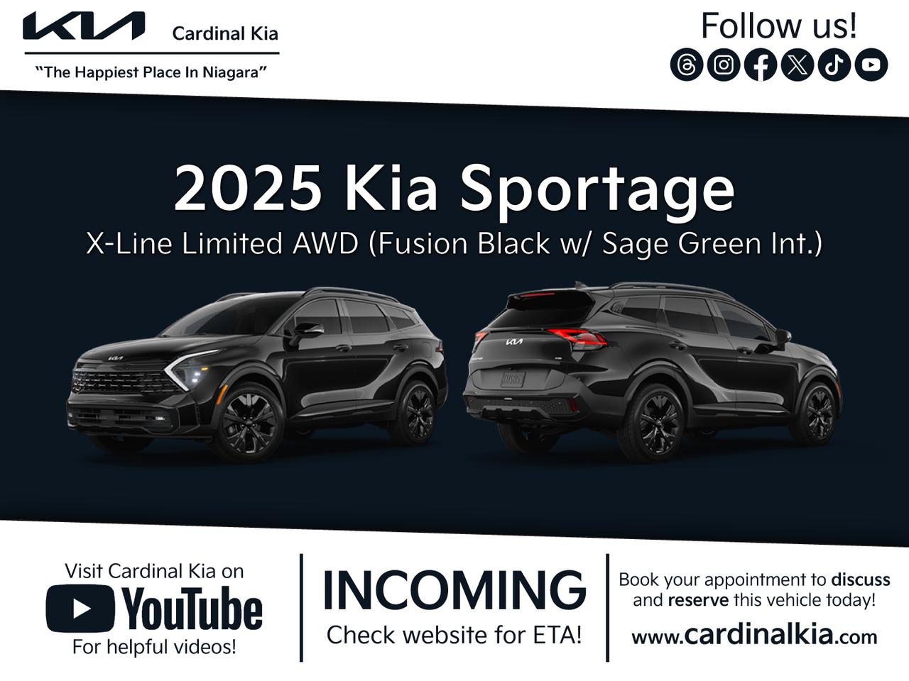 New 2025 Kia Sportage X-Line Limited - Green Interior for sale in Niagara Falls, ON