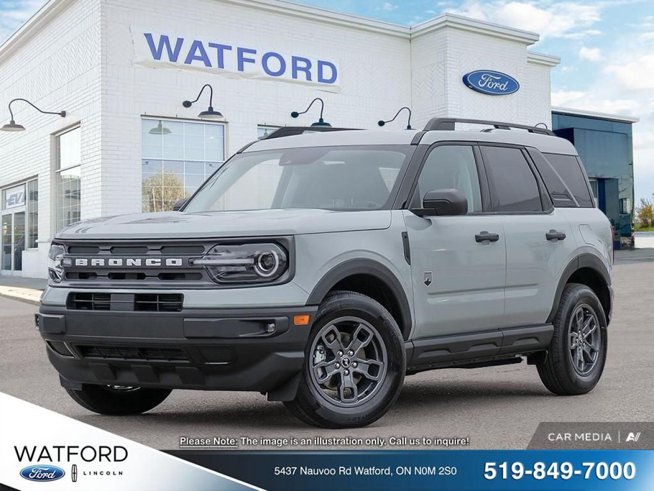 <p>BIG BEND 4X4

ENGINE: 1.5L ECOBOOST
TRANSMISSION: 8-SPEED AUTOMATIC
EQUIPMENT GROUP 200A
CACTUS GREY
STANDARD PAINT
MEDIUM DARK SLATE UNIQUE CLOTH HEATED FRONT
CONVENIENCE PACKAGE
FRONT & REAR FLOOR LINERS W/O CARPET MATS</p>
<a href=http://www.watfordford.com/new/inventory/Ford-Bronco_Sport-2024-id11421277.html>http://www.watfordford.com/new/inventory/Ford-Bronco_Sport-2024-id11421277.html</a>