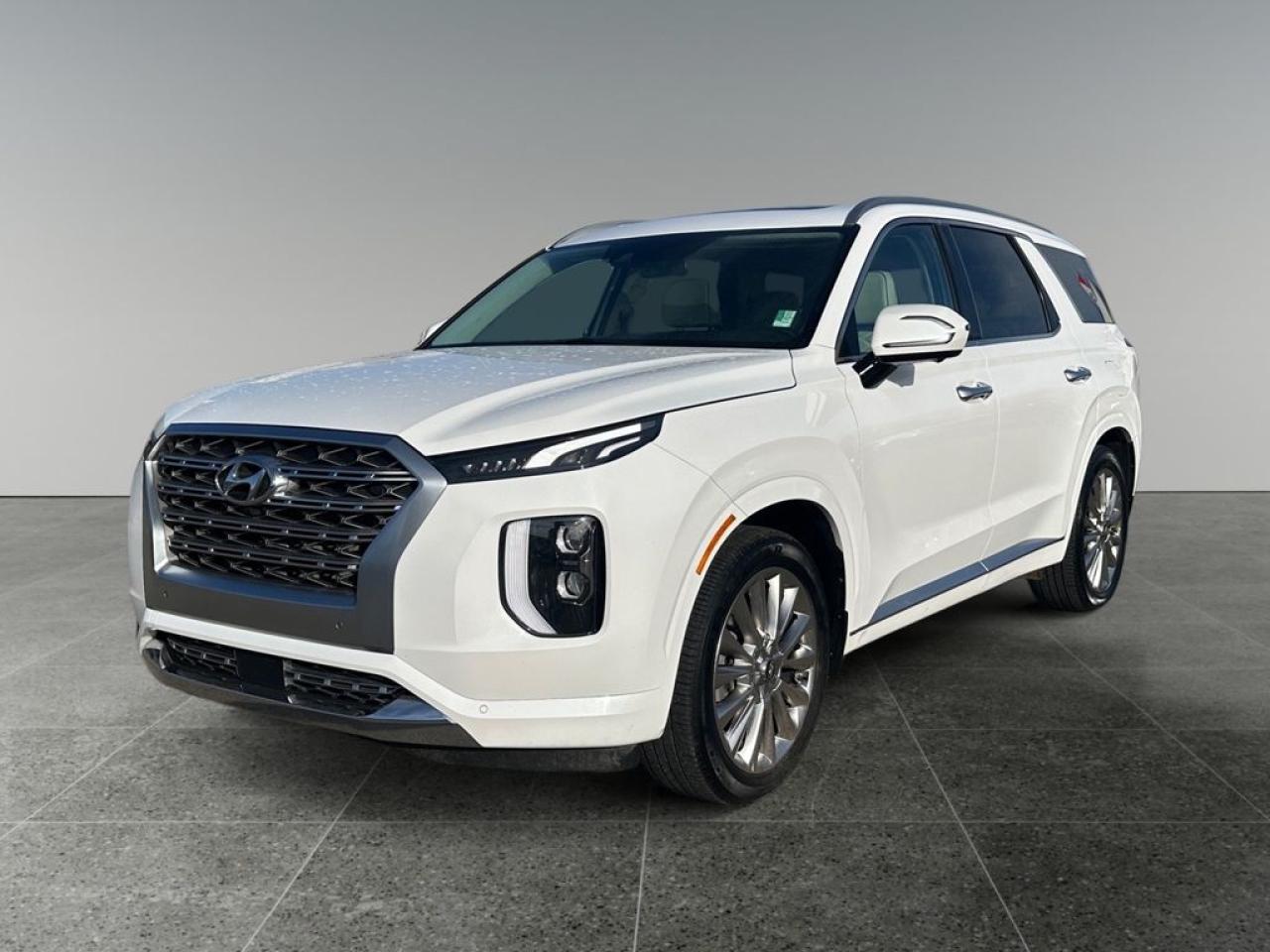 <b>Cooled Seats,  Nappa Leather,  Navigation,  Sunroof,  Captain Chairs!</b><br> <br>    The wait for a 3 row SUV from Hyundai is finally over, and it was well worth it. This  2020 Hyundai Palisade is for sale today. <br> <br>This Hyundai Palisade is the newest vehicle in the Hyundai line-up. While it may seem like an obvious choice for Hyundai to make an entry for the fastest growing segment in North America, the Palisade is certainly more than a stop gap. With a features list that would fit in with the luxury SUV segment attached to a price tag you expect from a budget manufacturer, this Palisade was made to take the SUV segment by storm. For the next classic SUV people are sure to talk about for years, look no further than the Hyundai Palisade. This  SUV has 99,362 kms. Its  white in colour  . It has a 8 speed automatic transmission and is powered by a  291HP 3.8L V6 Cylinder Engine.  It may have some remaining factory warranty, please check with dealer for details. <br> <br> Our Palisades trim level is Ultimate AWD 7-Pass Calligraphy. This Ultimate Palisade Calligraphy Edition brings all the best features with premium Nappa leather seats, headup display, ventilated front and rear seats, 12.3 inch full digital instrument display, wireless charging, bespoke aluminum wheels, approach puddle lamps, exclusive grille with signature lighting, a dual panel sunroof and a 115V outlet for accessories. Other premium features include blind spot monitor, highway drive assist, navigation, Harman Kardon premium sound, haptic steering wheel, stop and go adaptive cruise, safe exit rear doors, collision mitigation, lane keep assist, driver attention warnings system, high beam assist, front and rear parking sensors, driver memory settings, Android Auto, Apple CarPlay, Bluetooth, rear seat Quiet Mode, heated leather steering wheel, reclining second row seats, proximity keyless entry and remote start. This vehicle has been upgraded with the following features: Cooled Seats,  Nappa Leather,  Navigation,  Sunroof,  Captain Chairs,  Premium Sound,  Driver Assistance. <br> <br/><br> Buy this vehicle now for the lowest bi-weekly payment of <b>$239.21</b> with $0 down for 96 months @ 5.99% APR O.A.C. ( Plus applicable taxes -  Plus applicable fees   ).  See dealer for details. <br> <br><br> We know that you have high expectations, and as car dealers, we enjoy the challenge of meeting and exceeding those standards each and every time. Allow us to demonstrate our commitment to excellence! </br>

<br> As your one stop shop for quality pre owned vehicles and hassle free auto financing in Saskatoon, we provide the following offers & incentives for our valued clients in Saskatchewan, Alberta & Manitoba. </br> o~o