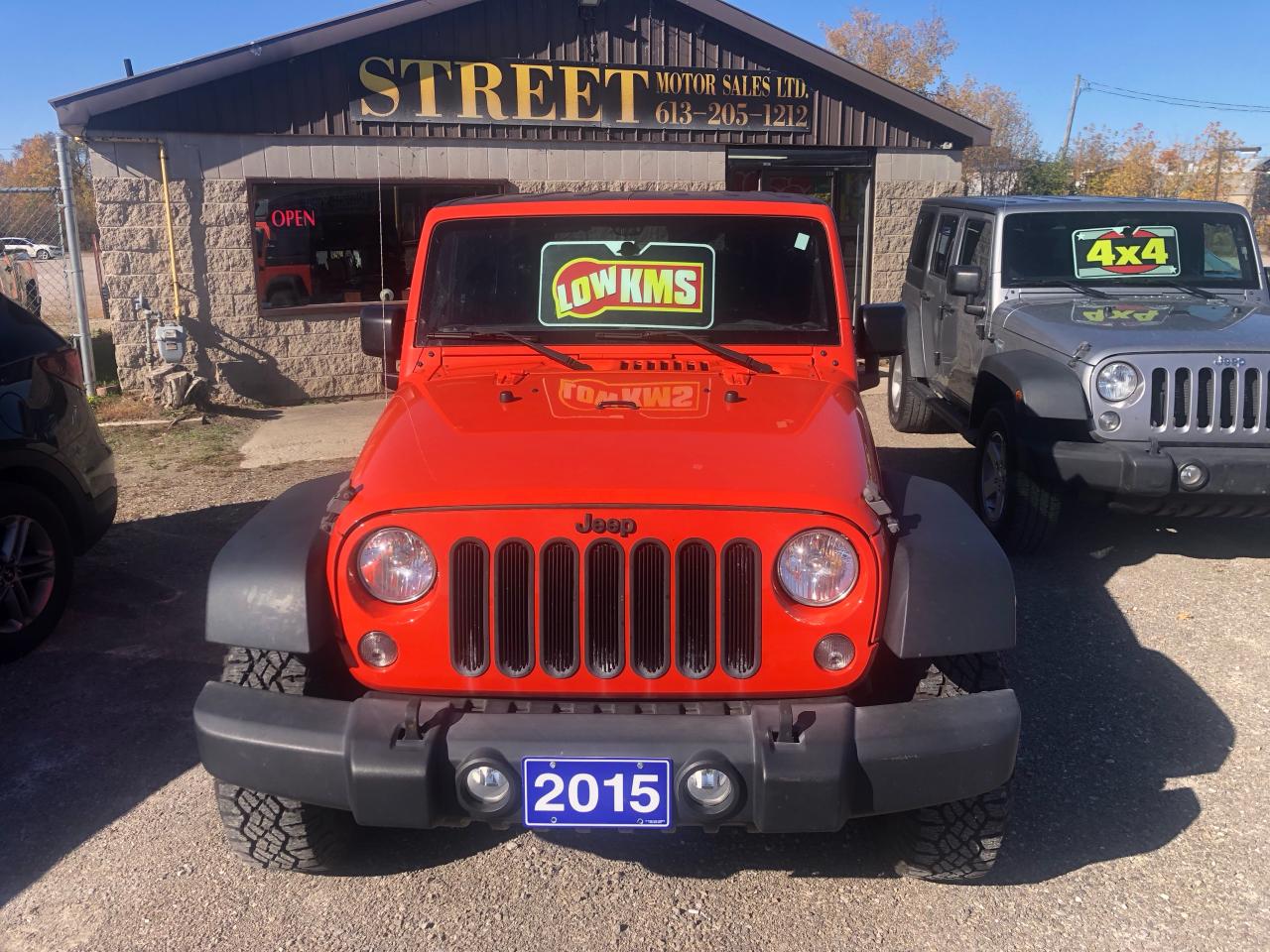 <p class=MsoNormal>ONLY 87925KM</p><p class=MsoNormal>2015 JEEP WRANGLER SPORT</p><p class=MsoNormal>Automatic, 3.6L V6, air conditioning, tilt steering, cruise control, power windows and locks, keyless entry, power heated mirrors,</p><p class=MsoNormal>Bluetooth, freedom hard top ( also has soft top ), clean Carfax no accidents, selling certified, Jeep has been very well maintained.</p><p class=MsoNormal>Trades welcome!</p><p class=MsoNormal> </p>