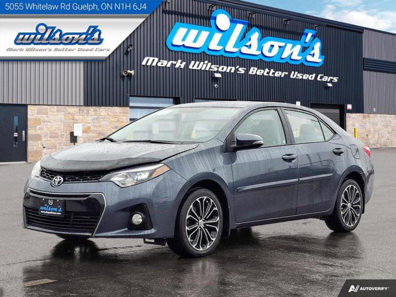 Look at this certified 2016 Toyota Corolla SAuto, Sunroof, Heated Seats, Bluetooth, Rear Camera, Alloy Wheels and more!. Its Automatic transmission and 1.8 L engine will keep you going. This Toyota Corolla has the following options: Sunroof, Reverse Camera, Air Conditioning, Bluetooth, Heated Seats, Tilt Steering Wheel, Steering Radio Controls, Power Windows, Power Locks, and Traction Control. See it for yourself at Mark Wilsons Better Used Cars, 5055 Whitelaw Road, Guelph, ON N1H 6J4.60+ years of World Class Service!450+ Live Market Priced VEHICLES! ONE MASSIVE LOCATION!Free Local Delivery Available!FINANCING! - Better than bank rates! 6 Months No Payments available on approved credit OAC. Zero Down Available. We have expert licensed credit specialists to secure the best possible rate for you and keep you on budget ! We are your financing broker, let us do all the leg work on your behalf! Click the RED Apply for Financing button to the right to get started or drop in today!BAD CREDIT APPROVED HERE! - You dont need perfect credit to get a vehicle loan at Mark Wilsons Better Used Cars! We have a dedicated licensed team of credit rebuilding experts on hand to help you get the car of your dreams!WE LOVE TRADE-INS! - Top dollar trade-in values!SELL us your car even if you dont buy ours! HISTORY: Free Carfax report included.Certification included! No shady fees for safety!EXTENDED WARRANTY: Available30 DAY WARRANTY INCLUDED: 30 Days, or 3,000 km (mechanical items only). No Claim Limit (abuse not covered)5 Day Exchange Privilege! *(Some conditions apply)CASH PRICES SHOWN: Excluding HST and Licensing Fees.2019 - 2024 vehicles may be daily rentals. Please inquire with your Salesperson.We have made every reasonable attempt to ensure options are correct but please verify with your sales professional