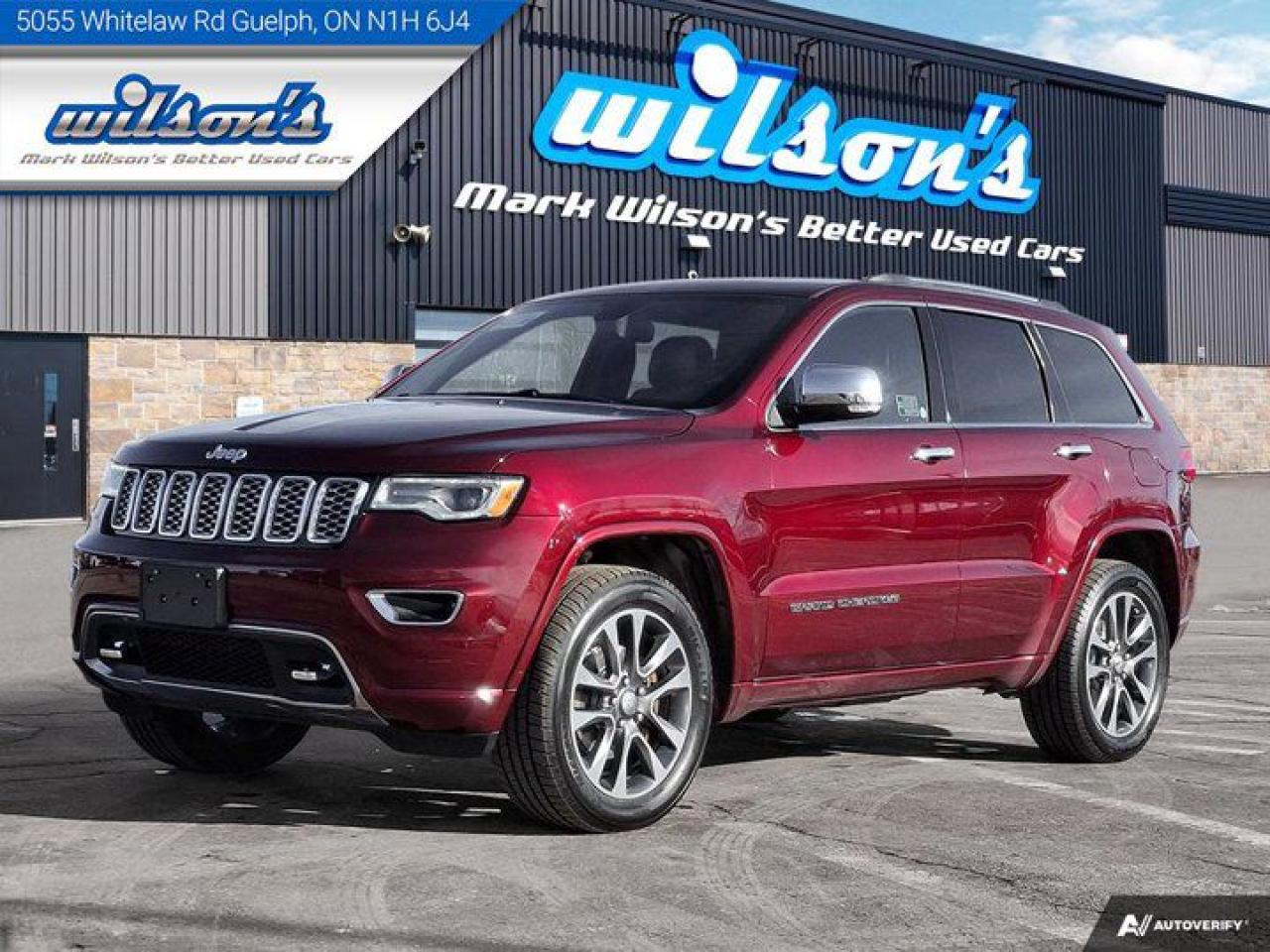 Used 2018 Jeep Grand Cherokee Overland 4WD, Tow Pkg, Leather, Sunroof, Nav, BSM, Harmon Kardon 19 Speaker Audio, Cooled + Heated for sale in Guelph, ON