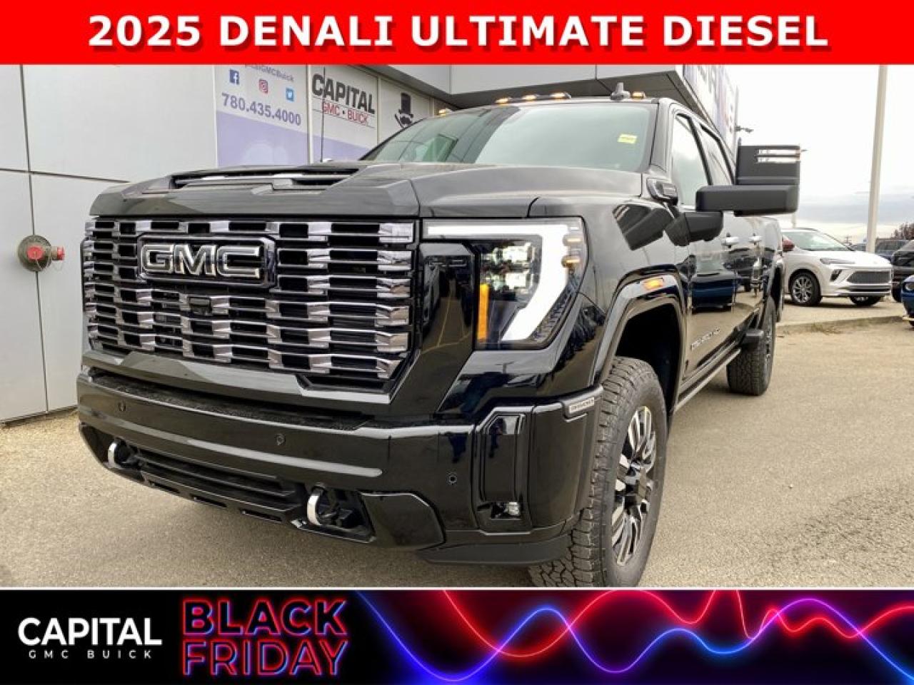 This 2025 ULTIMATE DENALI HD 3500 is the new benchmark for LUXURY. Fully equipped with every option including Body Color Wheel Arch Moldings, Massaging Power Seats, Heated and Cooled Seats, Heads-Up Display, Adaptive Cruise, Rear Streaming Mirror, Signature Alpine Umber Interior, Vader Chrome, Duramax Engine, 360 Cam, Sunroof and so much more... CALL NOW and secure yours today..Ask for the Internet Department for more information or book your test drive today! Text (or call) 780-435-4000 for fast answers at your fingertips!Disclaimer: All prices are plus taxes and include all cash credits and loyalties. See dealer for details. AMVIC Licensed Dealer # B1044900