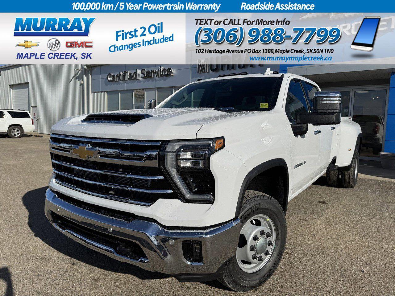 Prepare to be impressed with our Diesel-powered 2025 Chevrolet Silverado 3500 LTZ Crew Cab 4X4, where capability meets comfort in Summit White! A TurboCharged 6.6 Litre DuraMax Diesel V8 providing 470hp and 975lb-ft of torque to a 10 Speed Allison Automatic transmission thats here for hard work. Towing and hauling are a breeze with this Four Wheel Drive truck, which features Digital Variable Steering for confident command of the miles ahead. Clock in with style from our Silverados bold grille, LED lighting, fog lamps, stainless steel beltline moldings, power trailer mirrors, chrome bumpers, matching accents, and alloy wheels. Up to any task, our LTZ cabin brings a little luxury to long days with heated/cooled leather front seats, a heated-wrapped steering wheel, dual-zone automatic climate control, keyless access/ignition, remote start, and 120V power outlets. Enjoy digital convenience with a 13.4-inch touchscreen, a 12.3-inch driver display, wireless Android Auto/Apple CarPlay, WiFi compatibility, Bluetooth, and six-speaker audio. Chevrolets advanced safety systems include forward collision alert, automatic braking, an HD rearview camera, a following distance indicator, hitch guidance, a rear seat reminder, Stabilitrak stability/traction control, trailer sway control, hill start assistance, and more. Strong and strongly recommended, our Silverado 3500 LTZ is one terrific truck! Save this Page and Call for Availability. We Know You Will Enjoy Your Test Drive Towards Ownership!