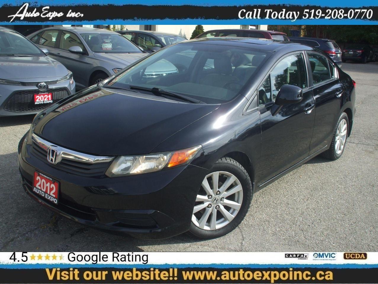 Used 2012 Honda Civic Auto, A/C,Sunroof,Certified,Bluetooth,Key less,,, for sale in Kitchener, ON