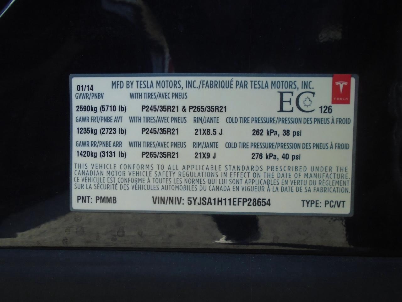 2014 Tesla Model S 4dr Sdn Performance P85+ Full Charge 391 km Photo