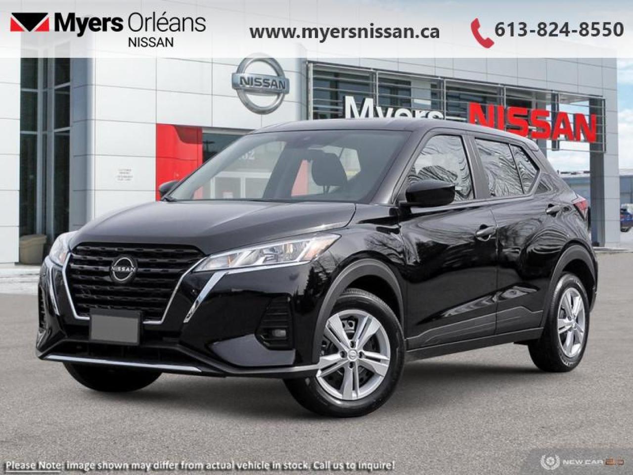 <br> <br>  Thanks for looking. <br> <br><br> <br> This super blk SUV  has an automatic transmission and is powered by a  122HP 1.6L 4 Cylinder Engine.<br> <br> Our Kicks Plays trim level is S. <br><br> <br/>    6.74% financing for 84 months. <br> Payments from <b>$392.93</b> monthly with $0 down for 84 months @ 6.74% APR O.A.C. ( Plus applicable taxes -  $621 Administration fee included. Licensing not included.    ).  Incentives expire 2024-12-02.  See dealer for details. <br> <br> <br>LEASING:<br><br>Estimated Lease Payment: $357/m <br>Payment based on 5.49% lease financing for 39 months with $0 down payment on approved credit. Total obligation $13,944. Mileage allowance of 20,000 KM/year. Offer expires 2024-12-02.<br><br><br>We are proud to regularly serve our clients and ready to help you find the right car that fits your needs, your wants, and your budget.And, of course, were always happy to answer any of your questions.Proudly supporting Ottawa, Orleans, Vanier, Barrhaven, Kanata, Nepean, Stittsville, Carp, Dunrobin, Kemptville, Westboro, Cumberland, Rockland, Embrun , Casselman , Limoges, Crysler and beyond! Call us at (613) 824-8550 or use the Get More Info button for more information. Please see dealer for details. The vehicle may not be exactly as shown. The selling price includes all fees, licensing & taxes are extra. OMVIC licensed.Find out why Myers Orleans Nissan is Ottawas number one rated Nissan dealership for customer satisfaction! We take pride in offering our clients exceptional bilingual customer service throughout our sales, service and parts departments. Located just off highway 174 at the Jean DÀrc exit, in the Orleans Auto Mall, we have a huge selection of New vehicles and our professional team will help you find the Nissan that fits both your lifestyle and budget. And if we dont have it here, we will find it or you! Visit or call us today.<br> Come by and check out our fleet of 30+ used cars and trucks and 90+ new cars and trucks for sale in Orleans.  o~o