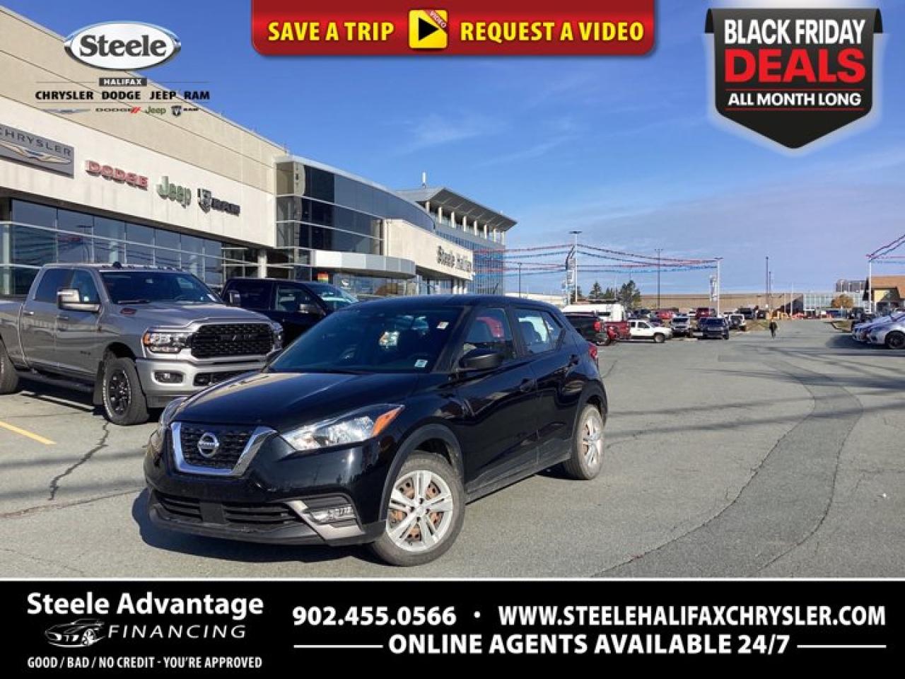 Looking for a reliable and efficient compact SUV? Look no further than this Used 2020 Nissan Kicks S with just 131,263 kilometers on the odometer. This vehicle is equipped with a gasoline engine, regular unleaded I-4 1.6 L/98 that provides impressive fuel economy of 8 KM/L in the city and 7 KM/L on the highway. The front-wheel drive and 1-Speed CVT w/OD transmission make for a smooth and enjoyable driving experience.Not only does this Nissan Kicks S offer great performance, but it also comes with essential features to enhance your driving experience. The remote keyless entry with integrated key transmitter, blind spot warning system, rearview monitor back-up camera, proximity key for push button start only, and radio: AM/FM audio system are just some of the options included in this vehicle. With its spacious interior and advanced technology features like Bluetooth hands-free phone system and Siri Eyes Free, this Nissan Kicks S is ready to provide you with comfort and convenience on the road. Dont miss out on this opportunity to own an affordable and practical SUV!Top reasons for buying from Halifax Chrysler: Live Market Value Pricing, No Pressure Environment, State Of The Art facility, Mopar Certified Technicians, Convenient Location, Best Test Drive Route In City, Full Disclosure. Certification Program Details: 85 Point Inspection, 2 Years Fresh MVI, Brake Inspection, Tire Inspection, Fresh Oil Change, Free Carfax Report, Vehicle Professionally Detailed. Here at Halifax Chrysler, we are committed to providing excellence in customer service and will ensure your purchasing experience is second to none! Visit us at 12 Lakelands Boulevard in Bayers Lake, call us at 902-455-0566 or visit us online at www.halifaxchrysler.com *** We do our best to ensure vehicle specifications are accurate. It is up to the buyer to confirm details.***