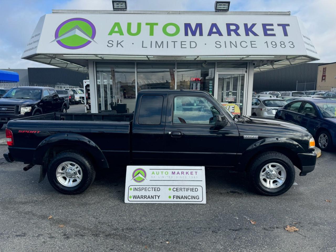 CALL OR TEXT KARL @ 6-0-4-2-5-0-8-6-4-6 FOR INFO & TO CONFIRM WHICH LOCATION.<br /><br />NICE FORD RANGER WITH AUTOMATIC TRANSMISSION AND A/C. BRAND NEW TIRES!! BRAKES HAVE TONS OF LIFE LEFT ON THEM. THROUGH THE SHOP, FULLY INSPECTED AND READY TO GO. IT NEEDS NOTHING. SERVICED AT THE FORD DEALER. LOCAL TRUCK.<br /><br />2 LOCATIONS TO SERVE YOU, BE SURE TO CALL FIRST TO CONFIRM WHERE THE VEHICLE IS.<br /><br />We are a family owned and operated business for 40 years. Since 1983 we have been committed to offering outstanding vehicles backed by exceptional customer service, now and in the future. Whatever your specific needs may be, we will custom tailor your purchase exactly how you want or need it to be. All you have to do is give us a call and we will happily walk you through all the steps with no stress and no pressure.<br /><br />                                            WE ARE THE HOUSE OF YES!<br /><br />ADDITIONAL BENEFITS WHEN BUYING FROM SK AUTOMARKET:<br /><br />-ON SITE FINANCING THROUGH OUR 17 AFFILIATED BANKS AND VEHICLE                                                                                                                      FINANCE COMPANIES.<br />-IN HOUSE LEASE TO OWN PROGRAM.<br />-EVERY VEHICLE HAS UNDERGONE A 120 POINT COMPREHENSIVE INSPECTION.<br />-EVERY PURCHASE INCLUDES A FREE POWERTRAIN WARRANTY.<br />-EVERY VEHICLE INCLUDES A COMPLIMENTARY BCAA MEMBERSHIP FOR YOUR SECURITY.<br />-EVERY VEHICLE INCLUDES A CARFAX AND ICBC DAMAGE REPORT.<br />-EVERY VEHICLE IS GUARANTEED LIEN FREE.<br />-DISCOUNTED RATES ON PARTS AND SERVICE FOR YOUR NEW CAR AND ANY OTHER   FAMILY CARS THAT NEED WORK NOW AND IN THE FUTURE.<br />-40 YEARS IN THE VEHICLE SALES INDUSTRY.<br />-A+++ MEMBER OF THE BETTER BUSINESS BUREAU.<br />-RATED TOP DEALER BY CARGURUS 5 YEARS IN A ROW<br />-MEMBER IN GOOD STANDING WITH THE VEHICLE SALES AUTHORITY OF BRITISH   COLUMBIA.<br />-MEMBER OF THE AUTOMOTIVE RETAILERS ASSOCIATION.<br />-COMMITTED CONTRIBUTOR TO OUR LOCAL COMMUNITY AND THE RESIDENTS OF BC.<br /> $495 Documentation fee and applicable taxes are in addition to advertised prices.<br />LANGLEY LOCATION DEALER# 40038<br />S. SURREY LOCATION DEALER #9987<br />