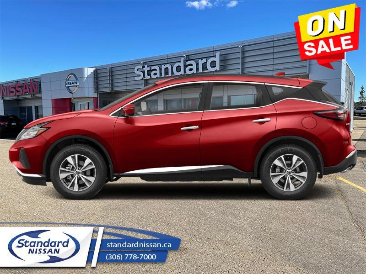 <b>Moonroof,  Navigation,  Power Liftgate,  Remote Start,  Heated Steering Wheel!</b><br> <br> <br> <br>  You can fit in or you can stand out, and this Murano makes it an easy choice. <br> <br>This 2024 Nissan Murano offers confident power, efficient usage of fuel and space, and an exciting exterior sure to turn heads. This uber popular crossover does more than settle for good enough. This Murano offers an airy interior that was designed to make every seating position one to enjoy. For a crossover that is more than just good looks and decent power, check out this well designed 2024 Murano. <br> <br> This scarlet ember pearl metallic SUV  has a cvt transmission and is powered by a  260HP 3.5L V6 Cylinder Engine.<br> <br> Our Muranos trim level is SV. On top of amazing features like a dual panel panoramic moonroof, motion activated power liftgate, remote start with intelligent climate control, a heated steering wheel, and navigation, this SV trim also adds intelligent cruise with distance pacing, intelligent Around View camera, and traffic sign recognition for even more confidence. You deserve a better crossover, and this Murano delivers with the NissanConnect touchscreen infotainment system featuring Android Auto, Apple CarPlay, and a ton more connectivity features. Forward collision warning, emergency braking with pedestrian detection, high beam assist, blind spot detection, and rear parking sensors help inspire confidence on the drive. Heated seats, intelligent key, and multiple displays create an amazing space in your cabin. This vehicle has been upgraded with the following features: Moonroof,  Navigation,  Power Liftgate,  Remote Start,  Heated Steering Wheel,  Heated Seats,  Android Auto. <br><br> <br>To apply right now for financing use this link : <a href=https://www.standardnissan.ca/finance/apply-for-financing/ target=_blank>https://www.standardnissan.ca/finance/apply-for-financing/</a><br><br> <br/> Weve discounted this vehicle $2285. Incentives expire 2024-12-02.  See dealer for details. <br> <br>Why buy from Standard Nissan in Swift Current, SK? Our dealership is owned & operated by a local family that has been serving the automotive needs of local clients for over 110 years! We rely on a reputation of fair deals with good service and top products. With your support, we are able to give back to the community. <br><br>Every retail vehicle new or used purchased from us receives our 5-star package:<br><ul><li>*Platinum Tire & Rim Road Hazzard Coverage</li><li>**Platinum Security Theft Prevention & Insurance</li><li>***Key Fob & Remote Replacement</li><li>****$20 Oil Change Discount For As Long As You Own Your Car</li><li>*****Nitrogen Filled Tires</li></ul><br>Buyers from all over have also discovered our customer service and deals as we deliver all over the prairies & beyond!#BetterTogether o~o