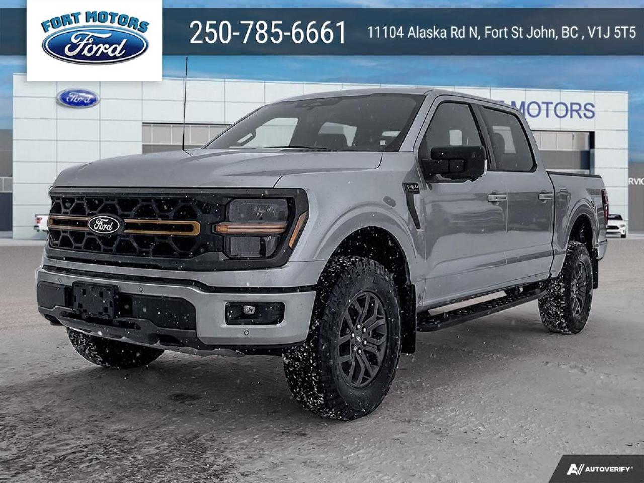 <b>Wireless Charging, 18 inch Aluminum Wheels, Tow Package, Tailgate Step!</b><br> <br>   A true class leader in towing and hauling capabilities, this 2024 Ford F-150 isnt your usual work truck, but the best in the business. <br> <br>Just as you mould, strengthen and adapt to fit your lifestyle, the truck you own should do the same. The Ford F-150 puts productivity, practicality and reliability at the forefront, with a host of convenience and tech features as well as rock-solid build quality, ensuring that all of your day-to-day activities are a breeze. Theres one for the working warrior, the long hauler and the fanatic. No matter who you are and what you do with your truck, F-150 doesnt miss.<br> <br> This iconic silver metallic Crew Cab 4X4 pickup   has a 10 speed automatic transmission and is powered by a  400HP 3.5L V6 Cylinder Engine.<br> <br> Our F-150s trim level is Tremor. Upgrading to this Ford F-150 Tremor is a great choice as it comes loaded with exclusive aluminum wheels, a performance off-road suspension, a dual stainless steel exhaust with black tip, front fog lights, remote keyless entry and remote engine start, Ford Co-Pilot360 that features lane keep assist, pre-collision assist and automatic emergency braking. Enhanced features include body colored exterior accents, SYNC 4 with enhanced voice recognition, Apple CarPlay and Android Auto, FordPass Connect 4G LTE, steering wheel mounted cruise control, a powerful audio system, trailer hitch and sway control, cargo box lights, power door locks and a rear view camera to help when backing out of a tight spot. This vehicle has been upgraded with the following features: Wireless Charging, 18 Inch Aluminum Wheels, Tow Package, Tailgate Step. <br><br> View the original window sticker for this vehicle with this url <b><a href=http://www.windowsticker.forddirect.com/windowsticker.pdf?vin=1FTFW4L83RFB91974 target=_blank>http://www.windowsticker.forddirect.com/windowsticker.pdf?vin=1FTFW4L83RFB91974</a></b>.<br> <br>To apply right now for financing use this link : <a href=https://www.fortmotors.ca/free-credit-check/ target=_blank>https://www.fortmotors.ca/free-credit-check/</a><br><br> <br/><br>Come down to Fort Motors and take it for a spin!<p><br> Come by and check out our fleet of 30+ used cars and trucks and 200+ new cars and trucks for sale in Fort St John.  o~o