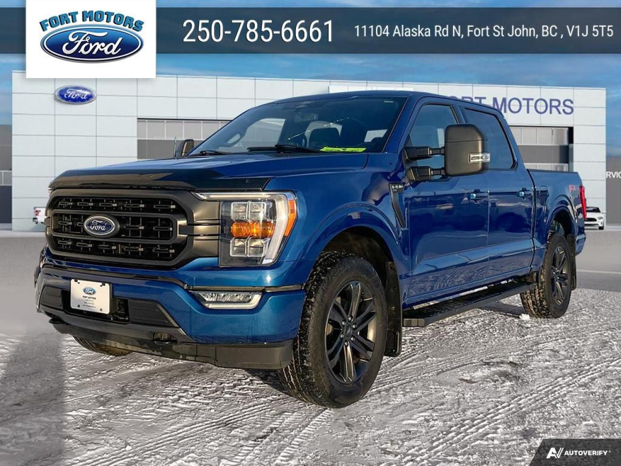 <b>Connected Navigation, FX4 Off-Road Package, Premium Audio, Remote Engine Start, 20 inch Aluminum Wheels!</b><br> <br>  Compare at $55115 - Our Price is just $52995! <br> <br>   This Ford F-150 is arguably the most capable truck in the class, and it features a spacious, comfortable interior. This  2022 Ford F-150 is for sale today in Fort St John. <br> <br>The perfect truck for work or play, this versatile Ford F-150 gives you the power you need, the features you want, and the style you crave! With high-strength, military-grade aluminum construction, this F-150 cuts the weight without sacrificing toughness. The interior design is first class, with simple to read text, easy to push buttons and plenty of outward visibility. With productivity at the forefront of design, the F-150 makes use of every single component was built to get the job done right!This  Crew Cab 4X4 pickup  has 34,656 kms. Its  atlas blue metallic in colour  . It has a 10 speed automatic transmission and is powered by a  400HP 3.5L V6 Cylinder Engine.  This unit has some remaining factory warranty for added peace of mind. <br> <br> Our F-150s trim level is XLT. Upgrading to the class leader, this Ford F-150 XLT comes very well equipped with remote keyless entry and remote engine start, dynamic hitch assist, Ford Co-Pilot360 that features lane keep assist, pre-collision assist and automatic emergency braking. Enhanced features include aluminum wheels, chrome exterior accents, SYNC 3 with enhanced voice recognition, Apple CarPlay and Android Auto, FordPass Connect 4G LTE, steering wheel mounted cruise control, a powerful audio system, cargo box lights, power door locks and a rear view camera to help when backing out of a tight spot. This vehicle has been upgraded with the following features: Connected Navigation, Fx4 Off-road Package, Premium Audio, Remote Engine Start, 20 Inch Aluminum Wheels, Power Sliding Rear Window, Xlt Sport Package. <br> To view the original window sticker for this vehicle view this <a href=http://www.windowsticker.forddirect.com/windowsticker.pdf?vin=1FTFW1E87NFB45408 target=_blank>http://www.windowsticker.forddirect.com/windowsticker.pdf?vin=1FTFW1E87NFB45408</a>. <br/><br> <br>To apply right now for financing use this link : <a href=https://www.fortmotors.ca/free-credit-check/ target=_blank>https://www.fortmotors.ca/free-credit-check/</a><br><br> <br/><br><br> Come by and check out our fleet of 30+ used cars and trucks and 200+ new cars and trucks for sale in Fort St John.  o~o