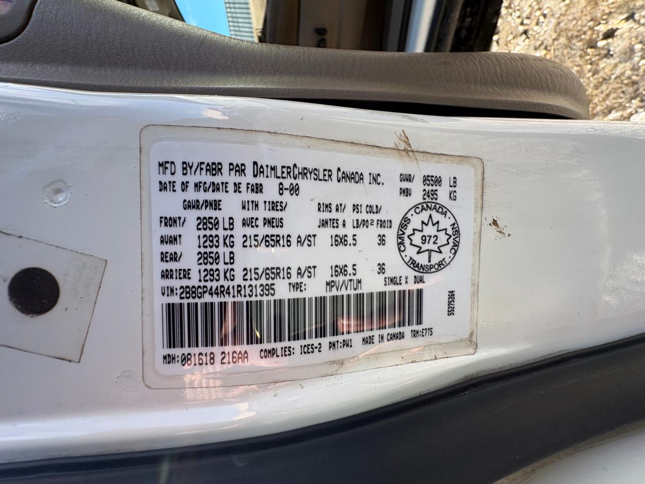 2001 Dodge CARA Grand Caravan Sport 119" Long Wheel Base, No Rust, Safety Ready with 1 year Warranty Photo