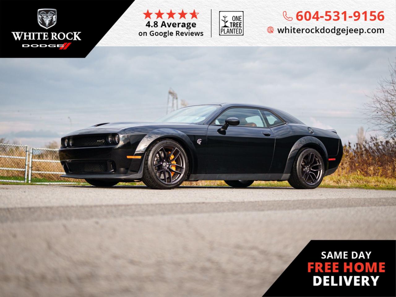 Pure Muscle, NAVIGATION, HEATED FRONT SEATS, SPORT SUSPENSION, 6-SPEED MANUAL TRANSMISSION. Dare to dominate the road in this 2018 Dodge Challenger SRT Hellcat, cloaked in a menacing Black exterior with a matching premium interior. <p><p>At the heart of this beast lies a ferocious 6.2L V8 engine, ready to roar with every press of the pedal. Paired with a 6-Speed Manual Transmission, this rear-wheel-drive powerhouse delivers an adrenaline-pumping driving experience. The SPORT SUSPENSION ensures every curve is a conquest, while the HEATED FRONT SEATS and HEATED STEERING WHEEL offer comfort in any climate. <p><p>The NAVIGATION SYSTEM guides you to your next adventure, and the ALLOY WHEELS not only add to the Hellcats aggressive stance but also ensure a solid connection with the asphalt. The SPOILER hints at the aerodynamic prowess and speed this vehicle commands. For added convenience and safety, features like the REMOTE KEYLESS ENTRY and PANIC ALARM are at your fingertips, while the ILLUMINATED ENTRY welcomes you into a cabin that is both luxurious and race-inspired.<p><p>With 49,818 kilometers on the odometer, this Challenger SRT Hellcat has been meticulously maintained to deliver unyielding performance. Take the helm of this thrilling ride and make every journey unforgettable. Stock Number: 28140